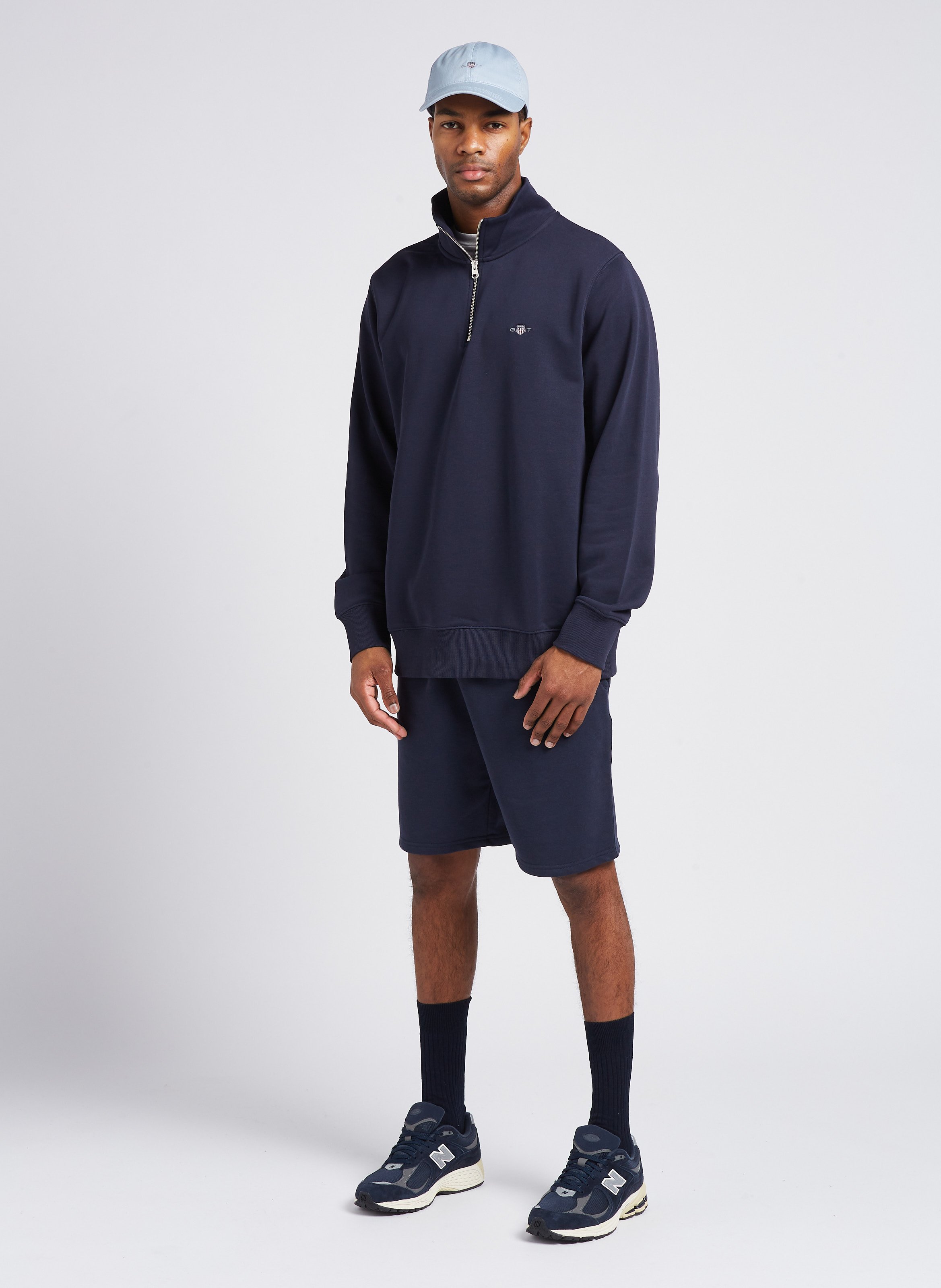 Pullover aus Baumwoll-Mix mit Reißverschluss-Kragen GANT Blau