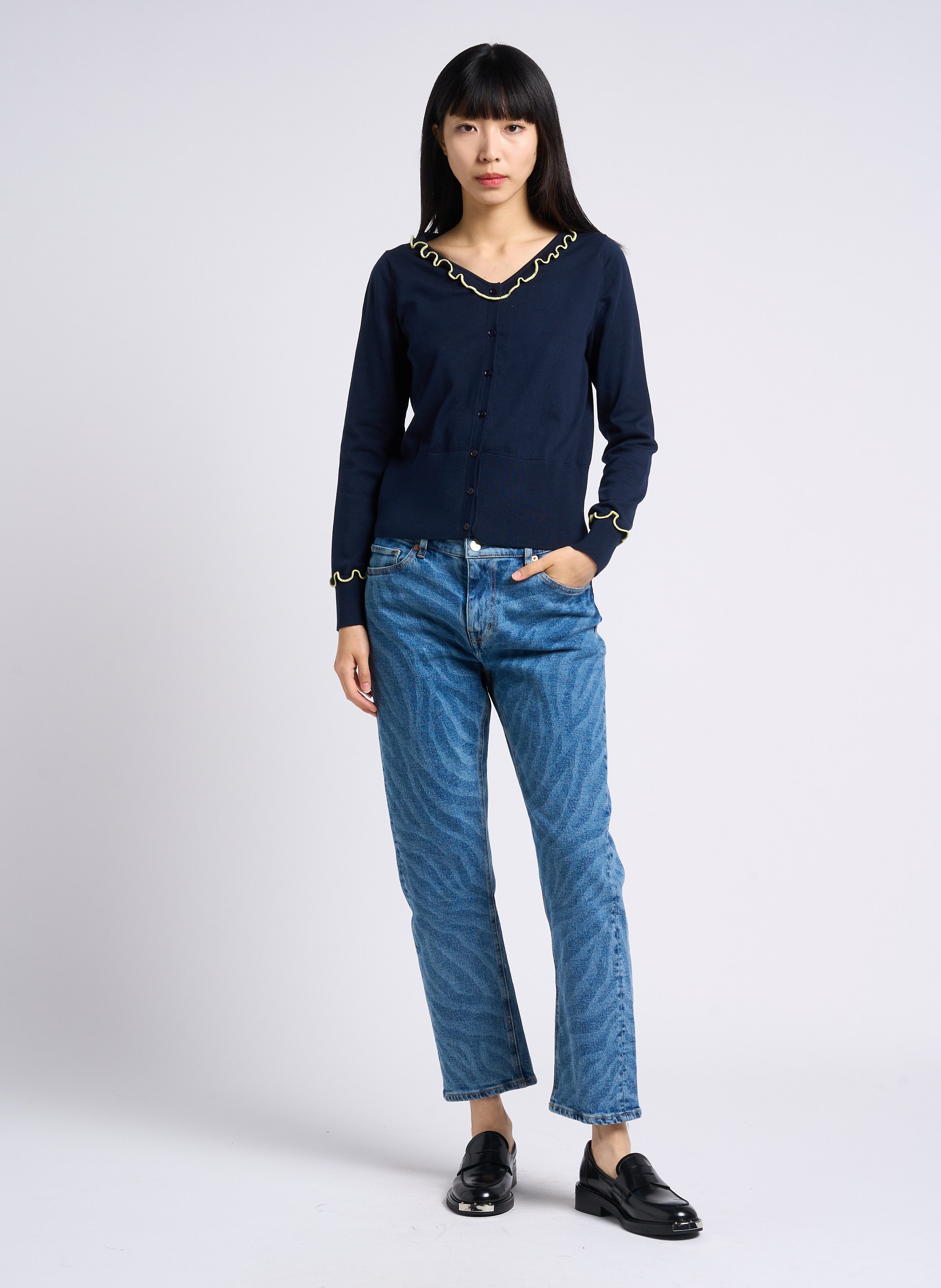 Gilet droit col v en coton organique PAUL SMITH Bleu