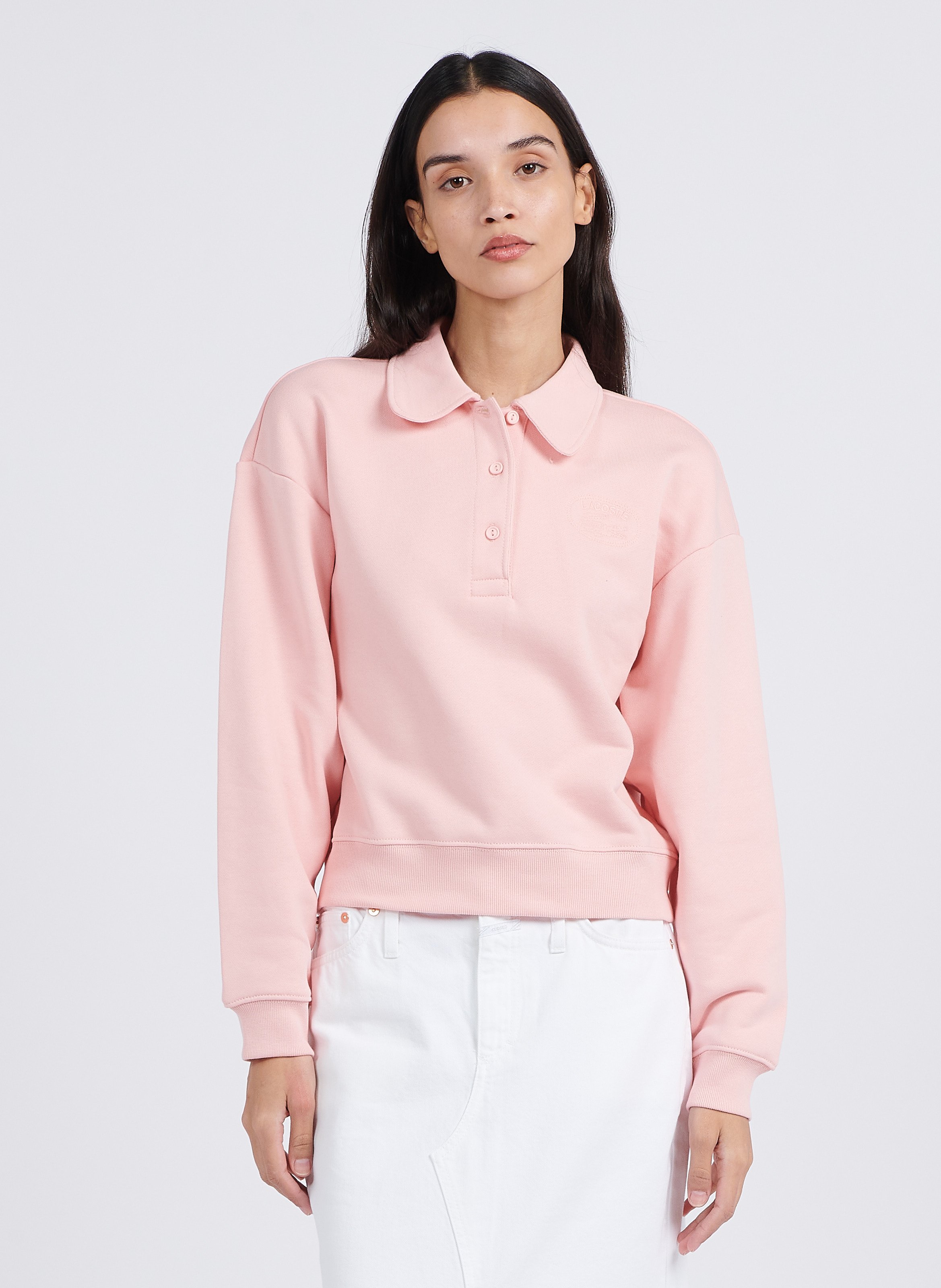 Sweat Droit Col Polo En Coton Core Originals Nymphea Lacoste Femme SF3469 00 KF9 NYMPHEA Place des Tendances