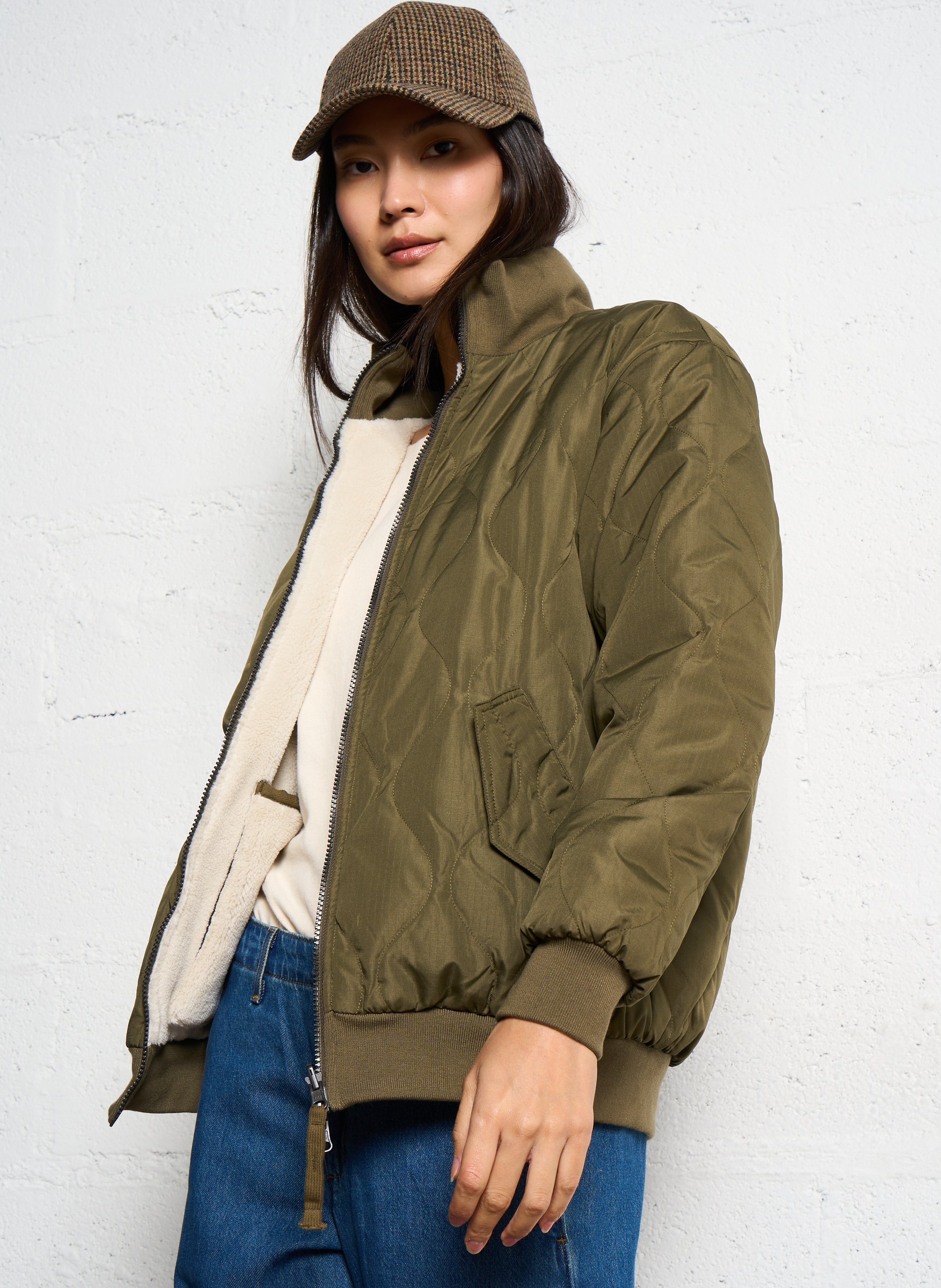 Veste droite réversible col montant TAION Kaki