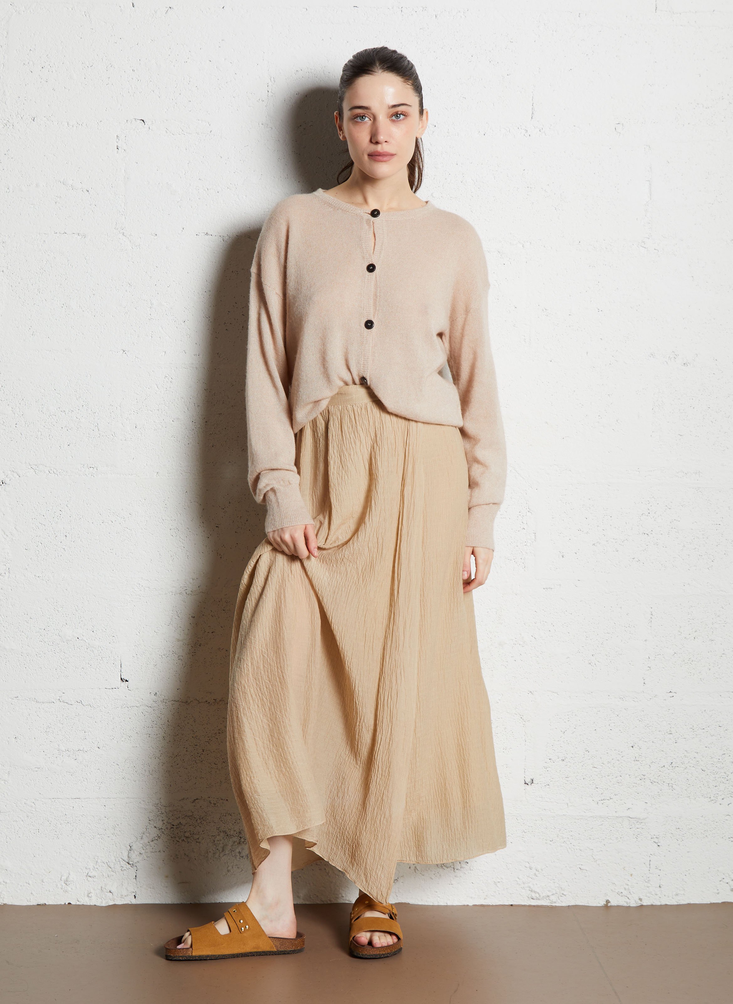 Cardigan en alpaga et coton  POMANDERE Blanc