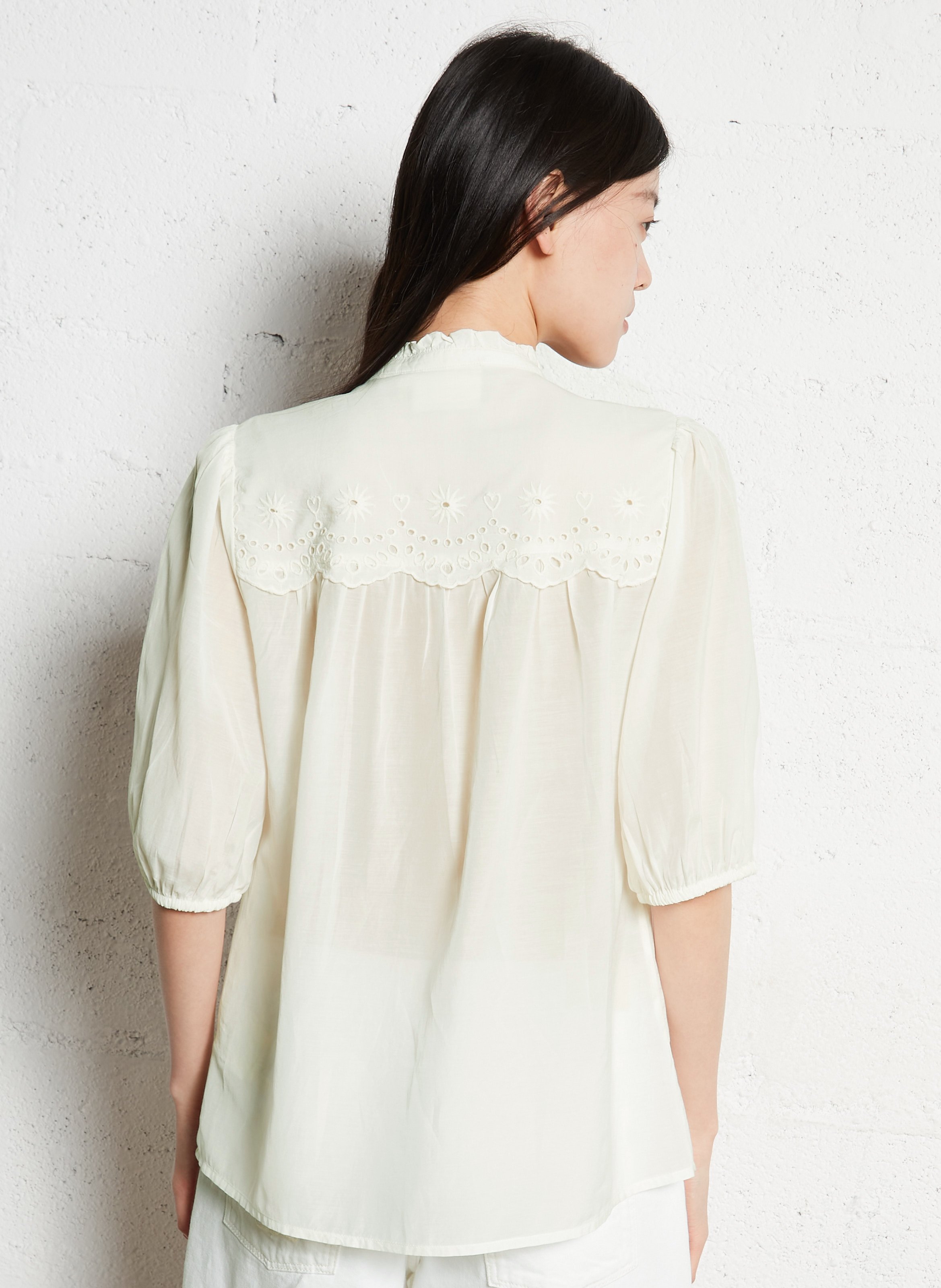 Chemisier droit brodé FABIENNE CHAPOT Blanc