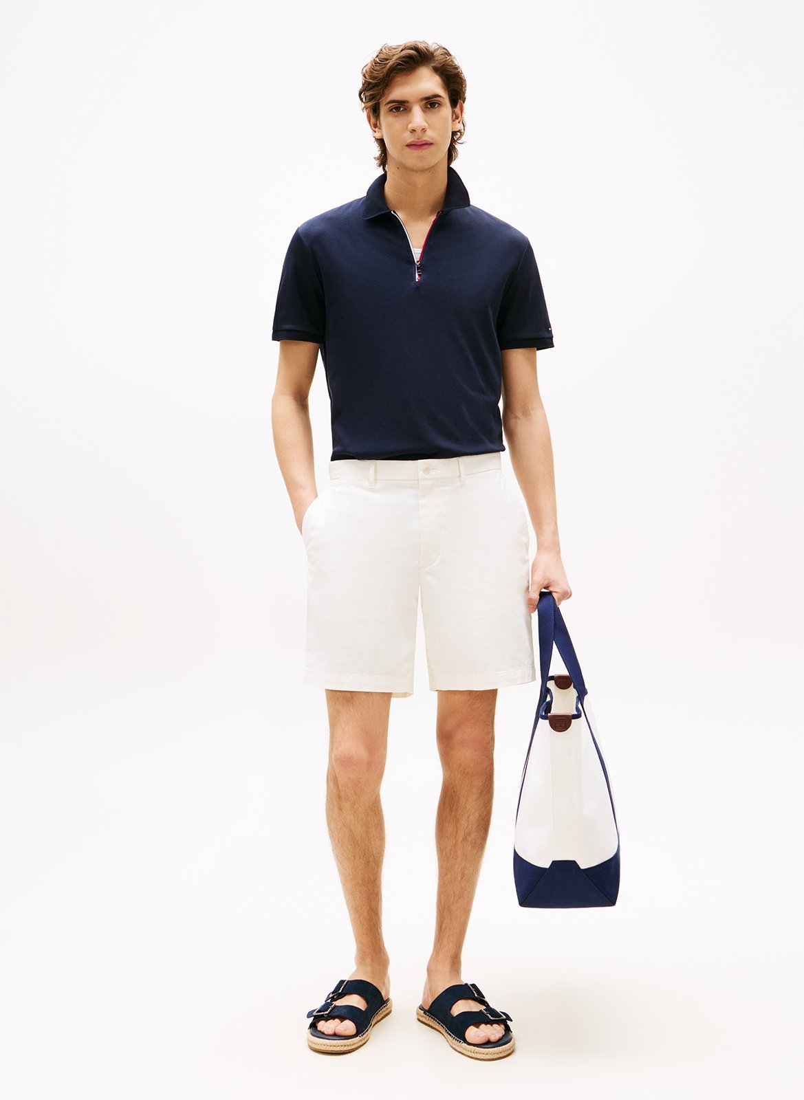 Polo droit en coton TOMMY HILFIGER Bleu
