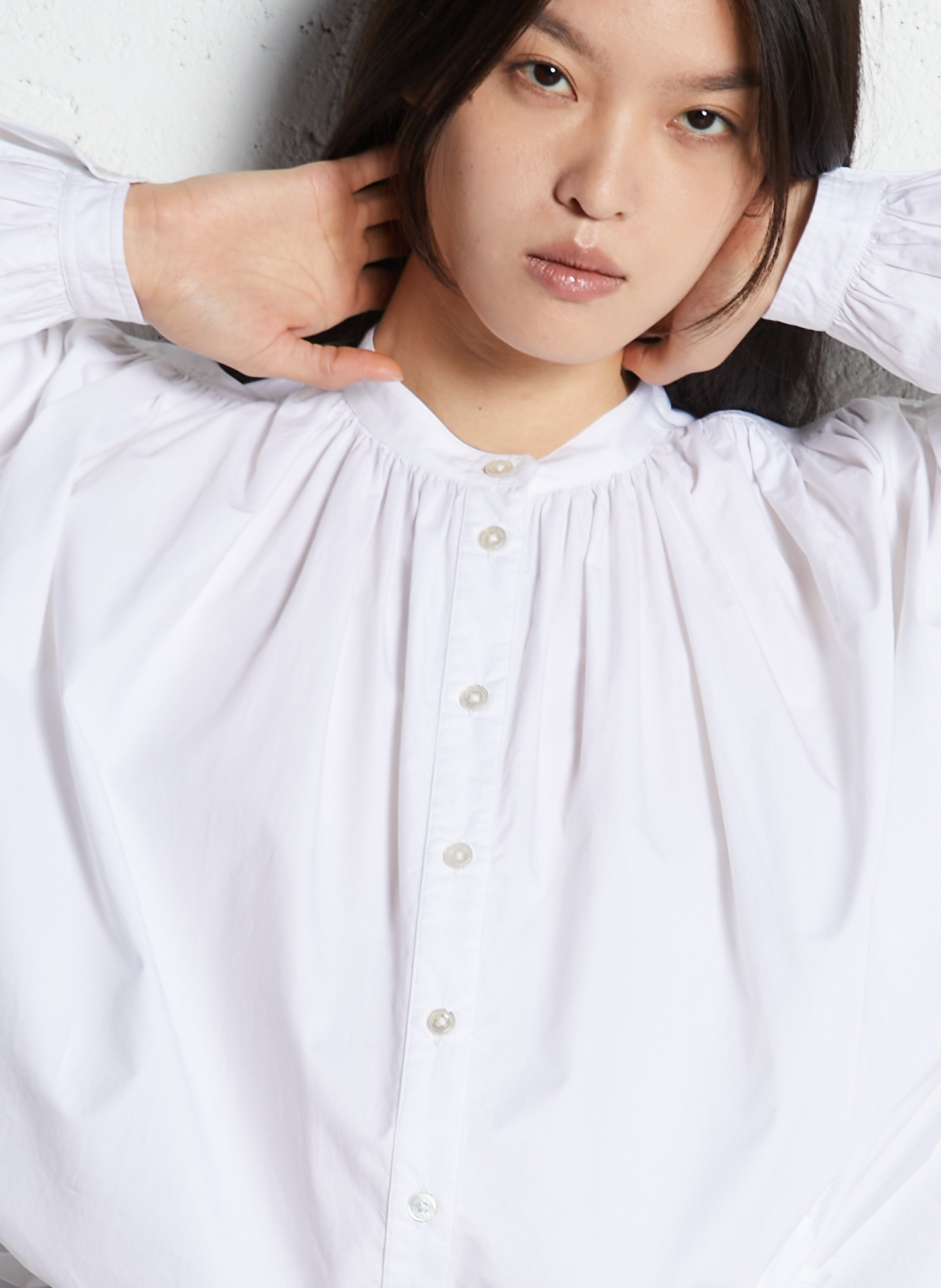 Kurzes Baumwollkleid mit Rundhalsausschnitt LAURENCE BRAS Weiss