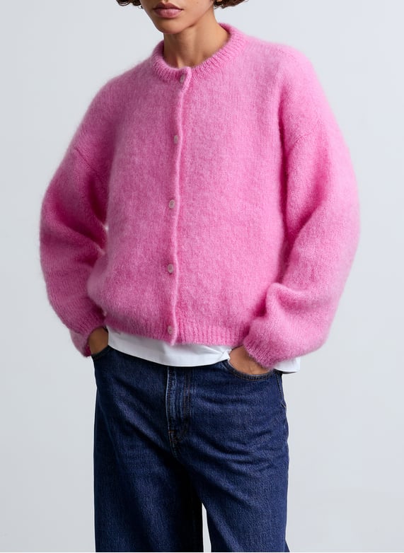 Weiter rundhalsausschnitt-Pullover aus gemischtem mohair Rosa