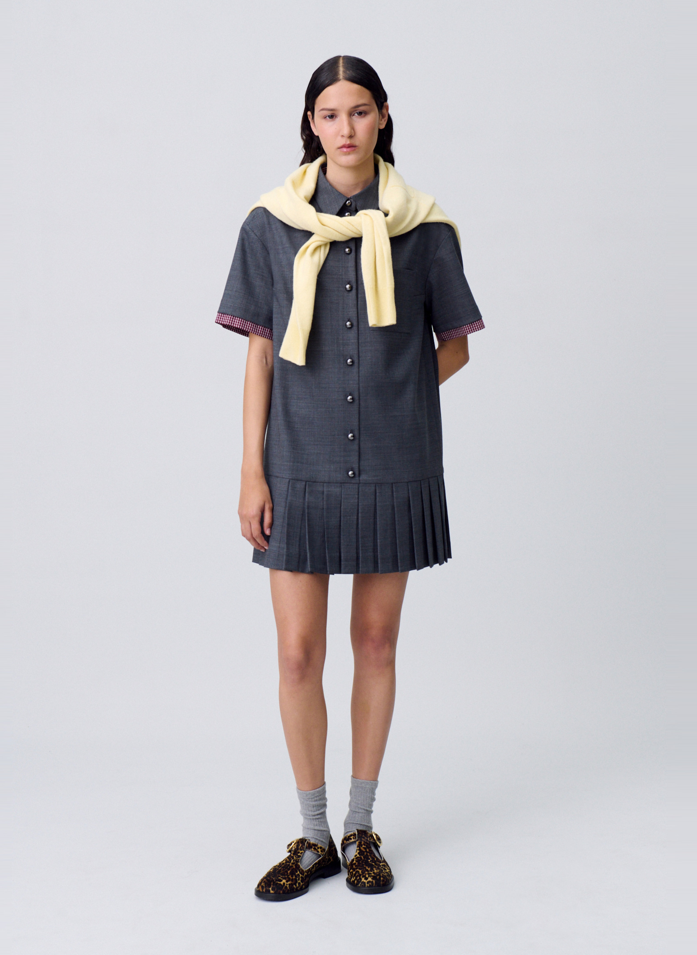 Robe courte en laine mélangéz CLAUDIE PIERLOT Gris