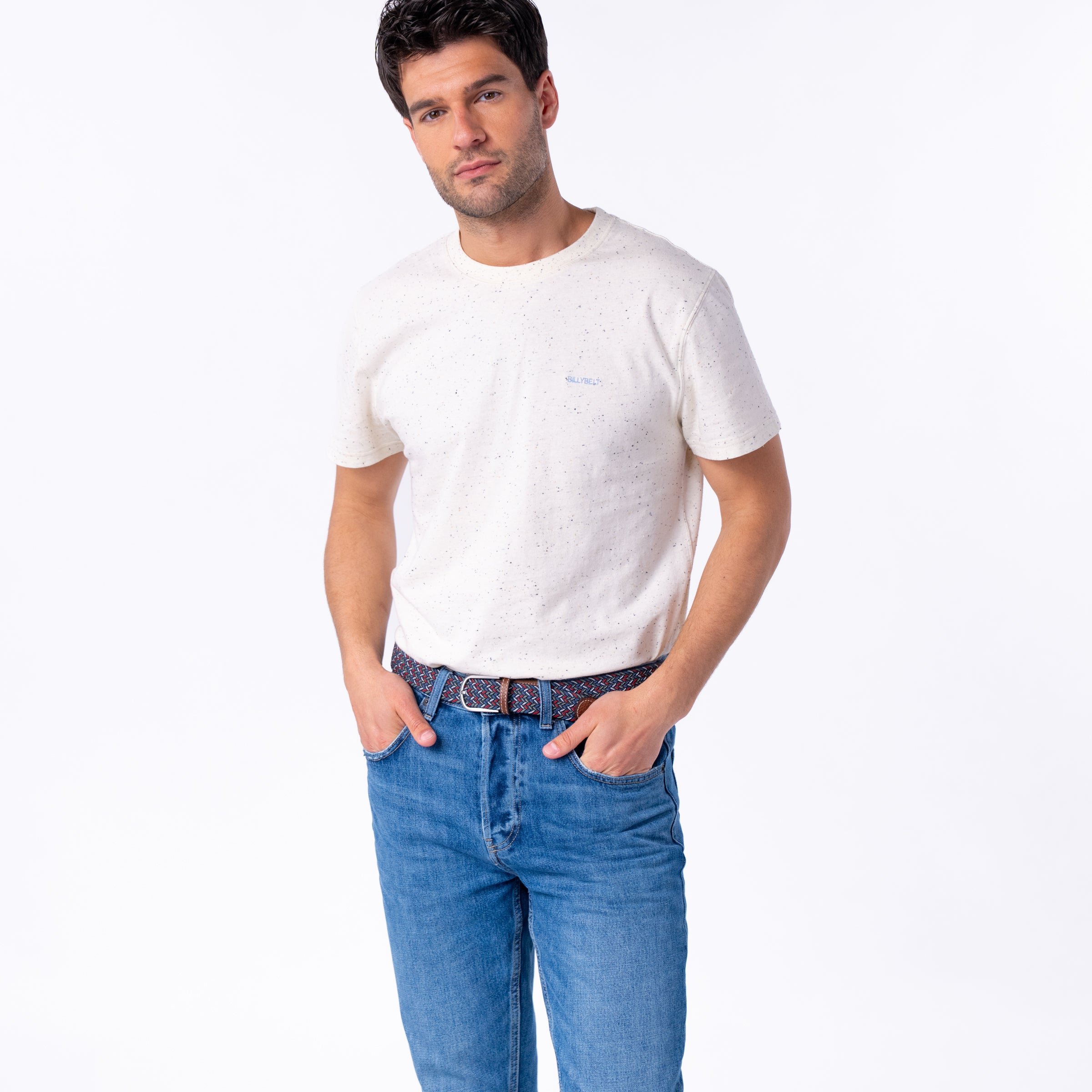 Multicolored braided elastic belt BILLYBELT Blue