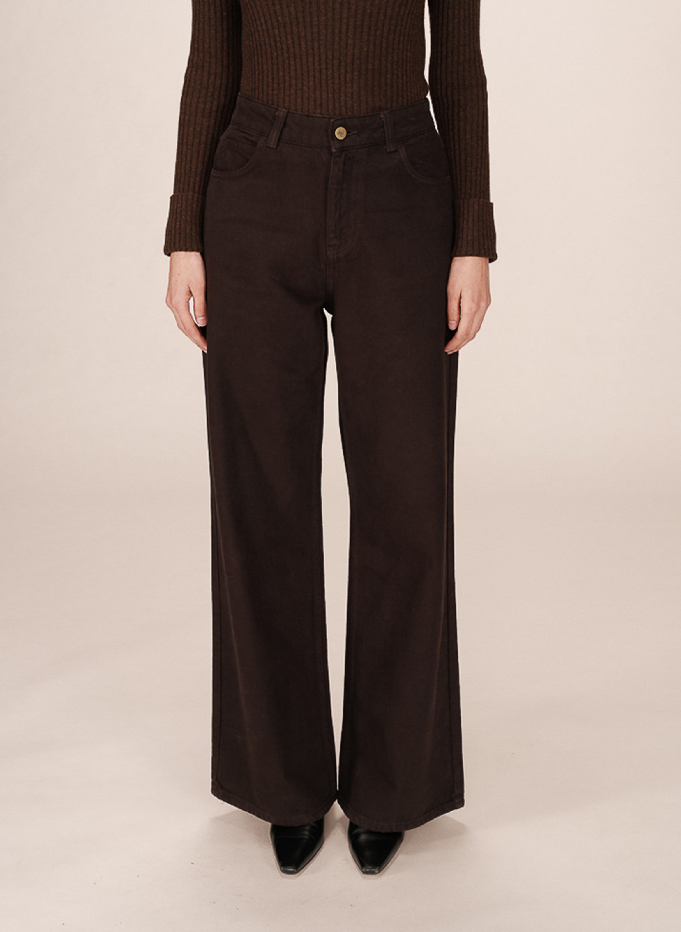 Flared cotton jeans GRACE ET MILA Brown