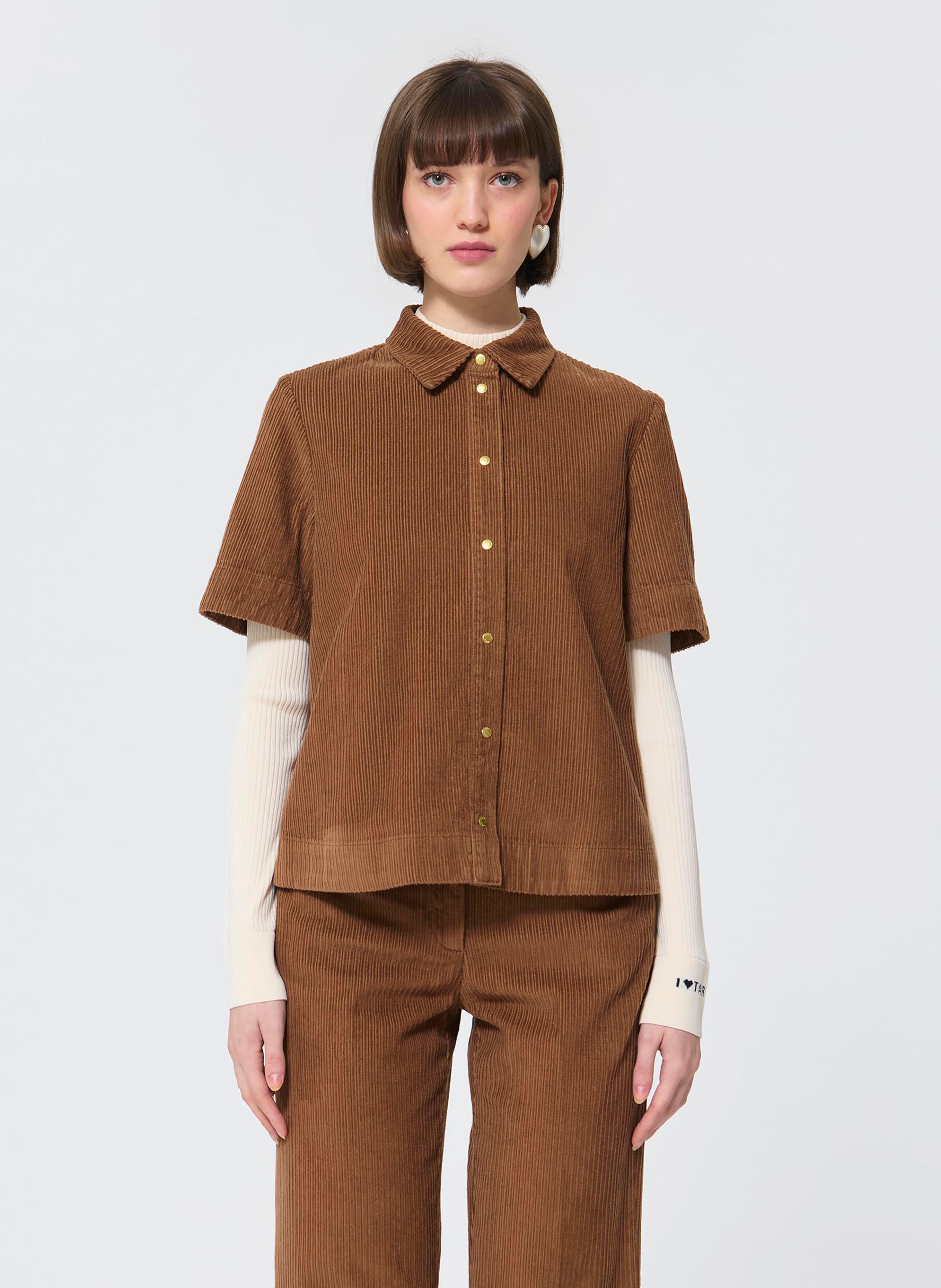 Chemise col classique en coton TARA JARMON Marron