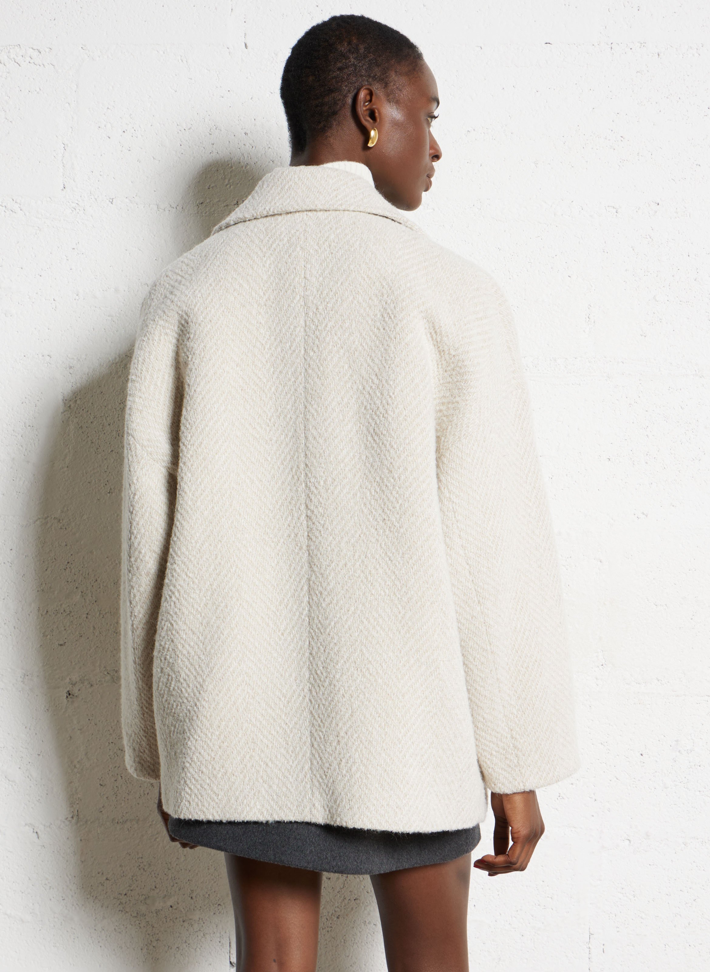 Caban oversize en laine mélangée DES PETITS HAUTS Beige