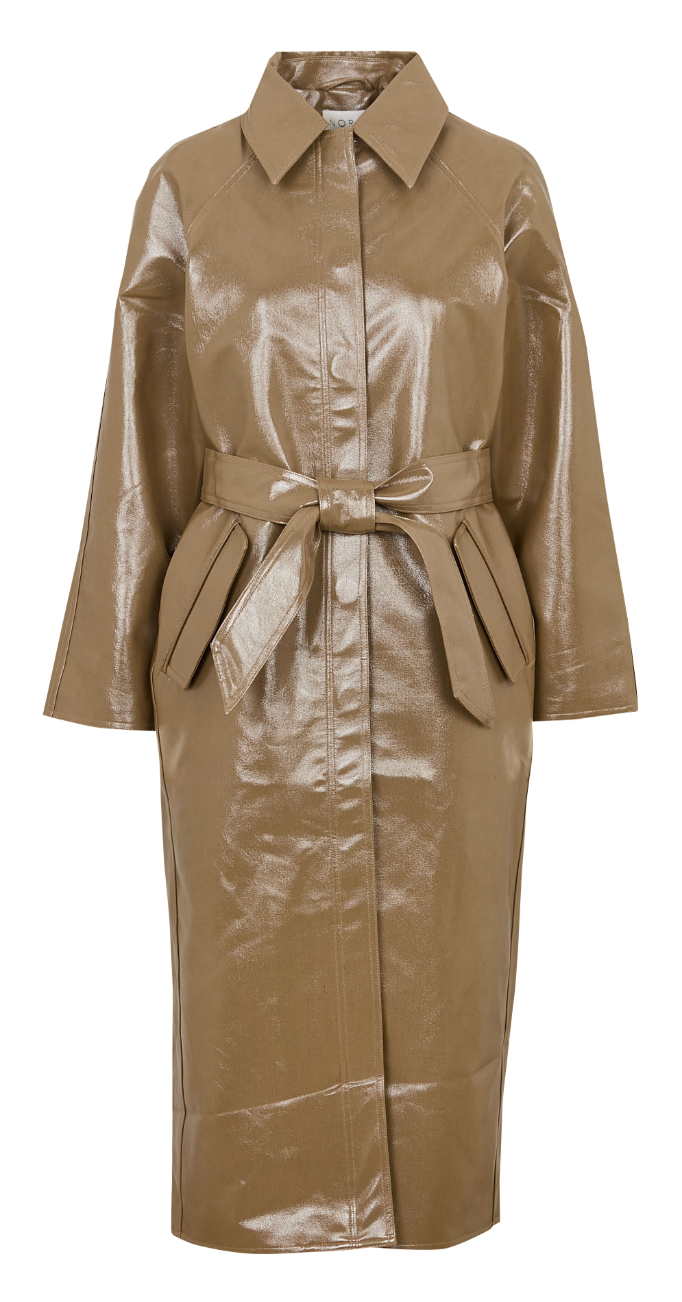 Lange jas met klassieke kraag NORR Groen