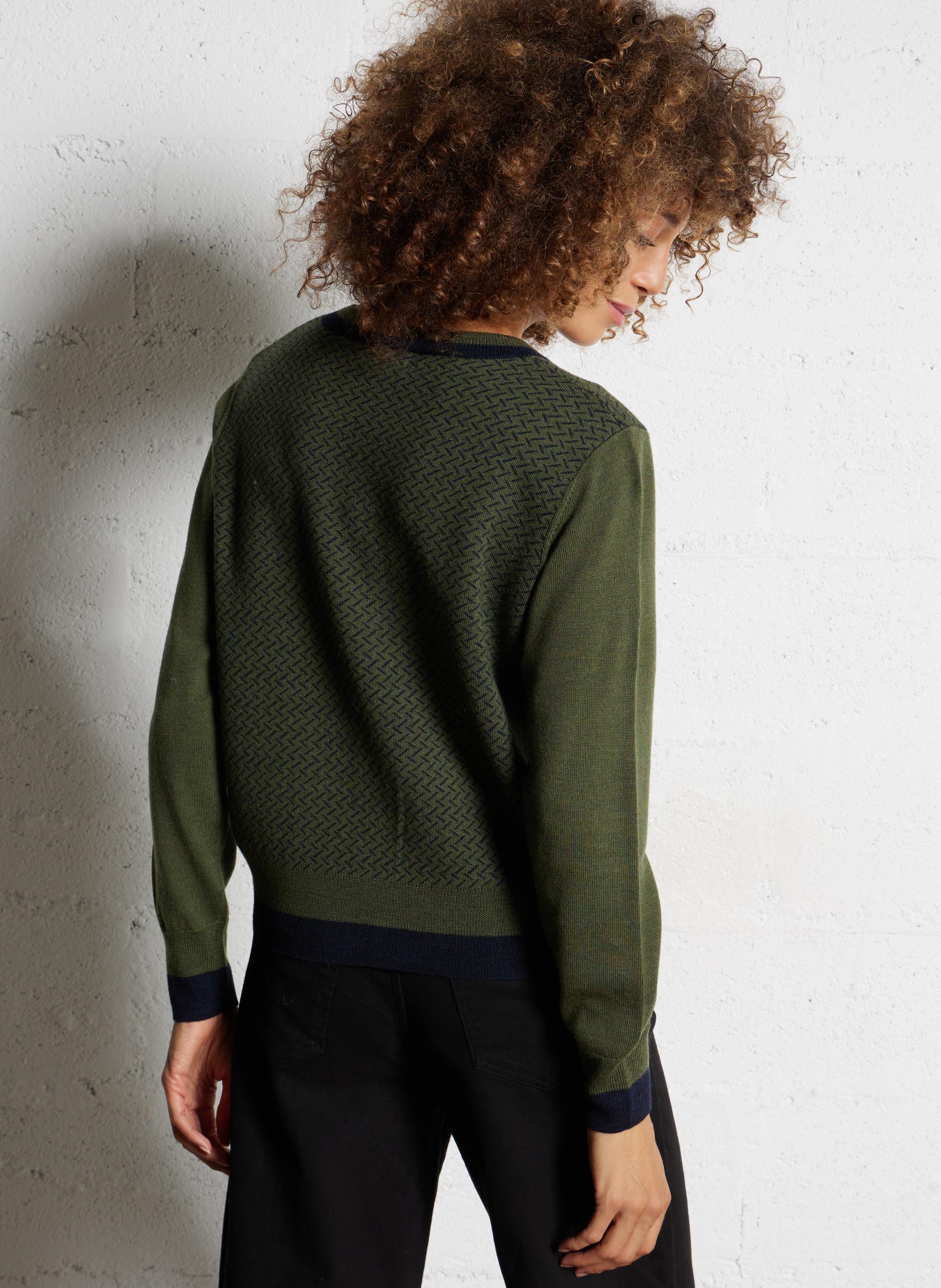 Cardigan oversize col rond en laine BENSIMON Kaki