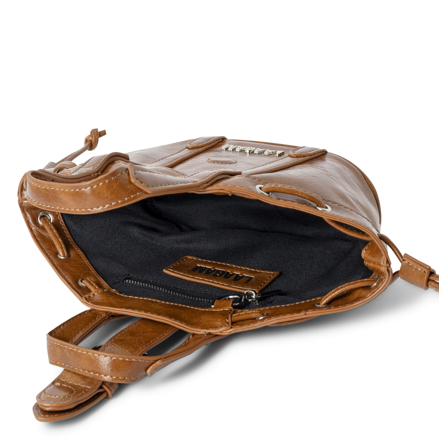 Mini shoulder bag with distressed leather effect LAAGAM Brown