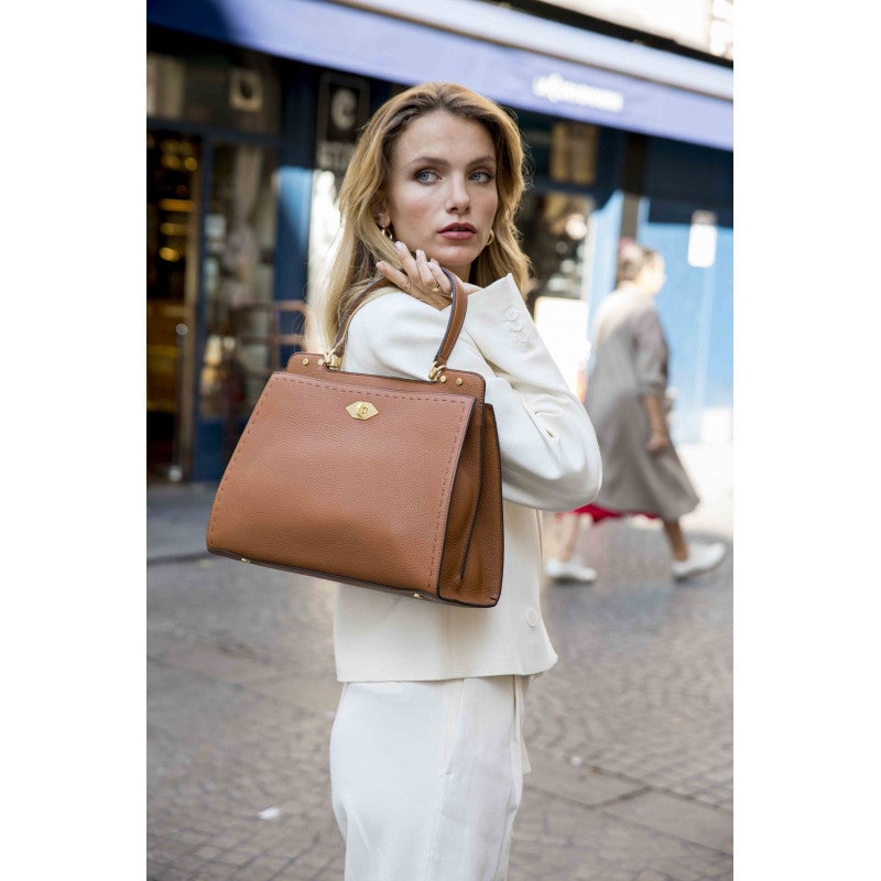 Handbag - cowhide leather POURCHET Brown