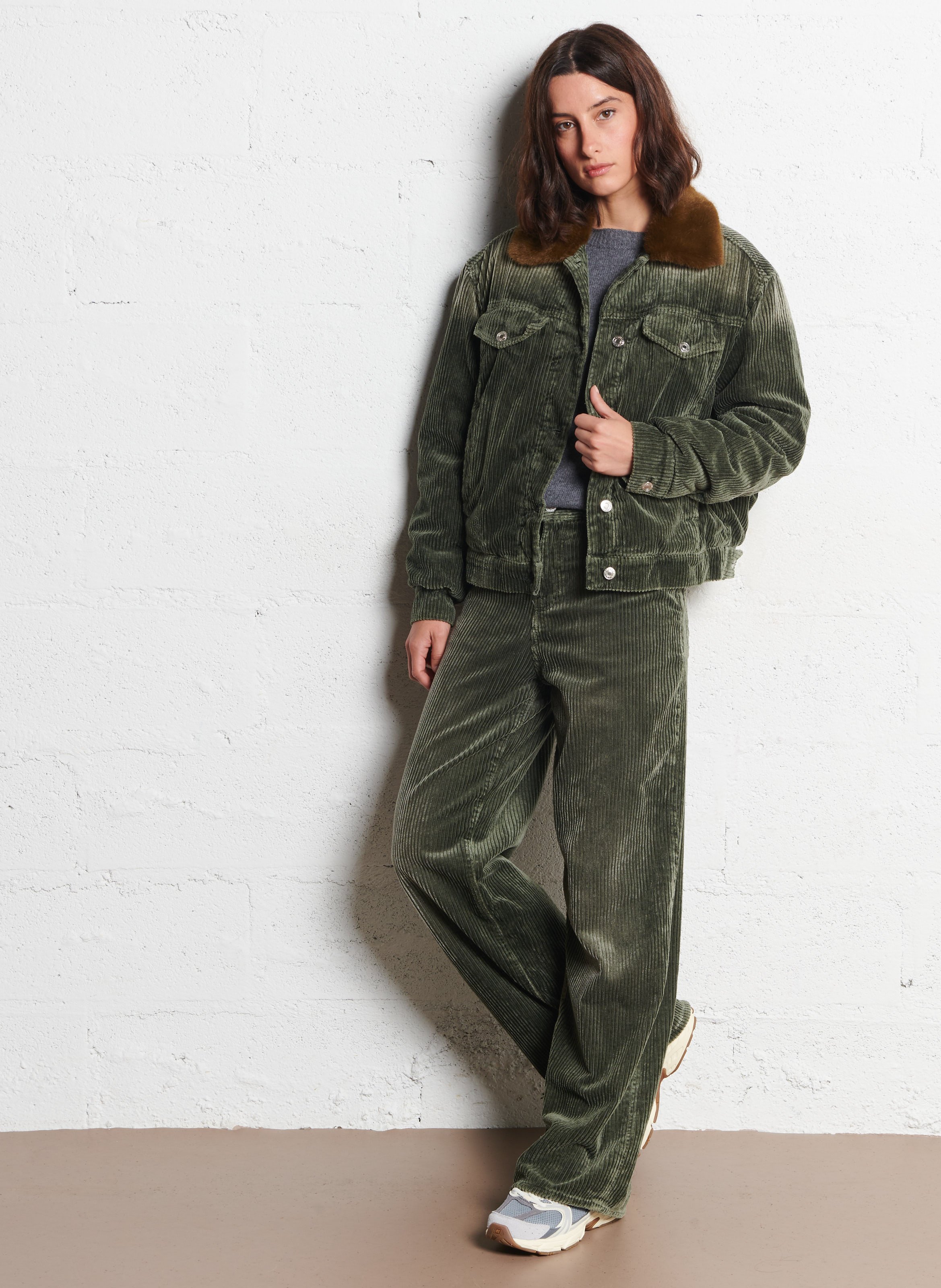 Rechte corduroy jas BELLEROSE Kaki