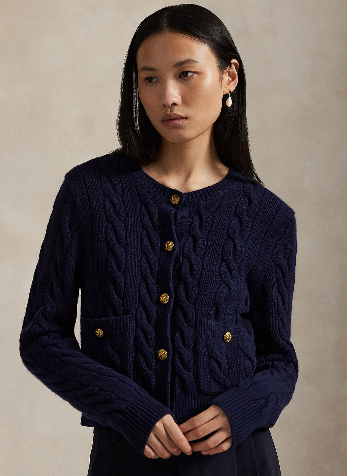 Gilet col rond en laine mélangée POLO RALPH LAUREN