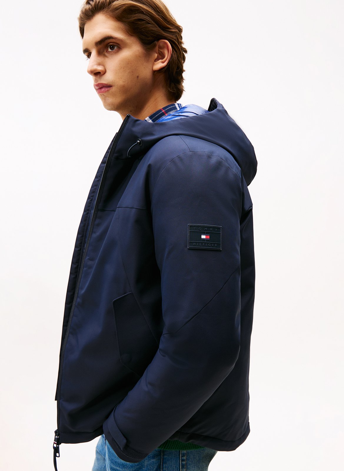 Doudoune droite en fibres recyclées mélangées TOMMY HILFIGER Bleu