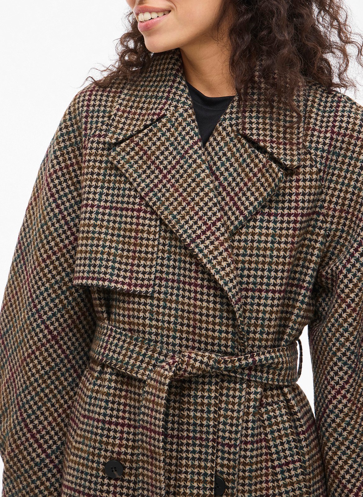 Plaid coat with tailored collar VILA Beige