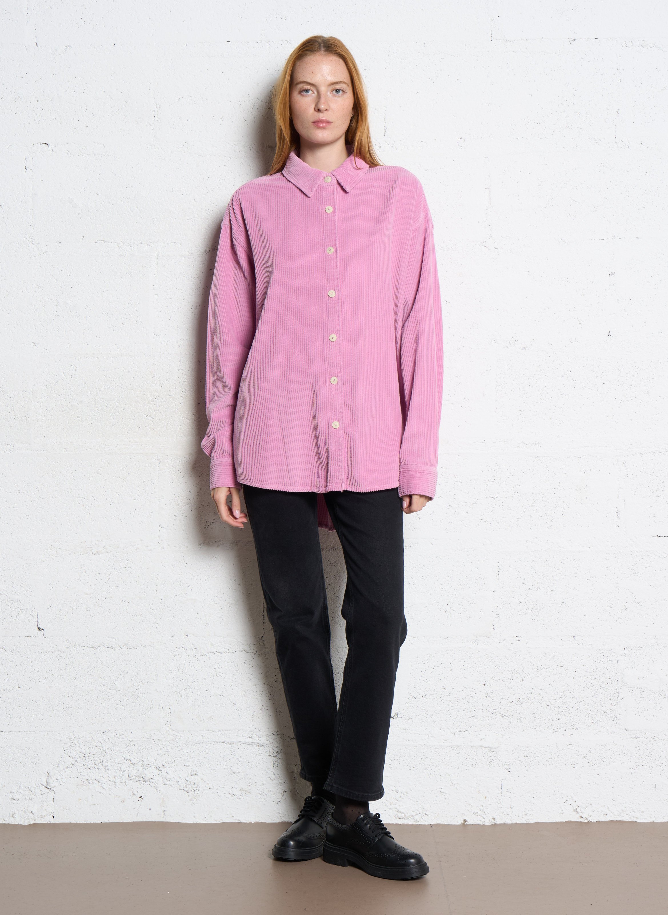 Blouse van corduroy met klassieke kraag AMERICAN VINTAGE Roze