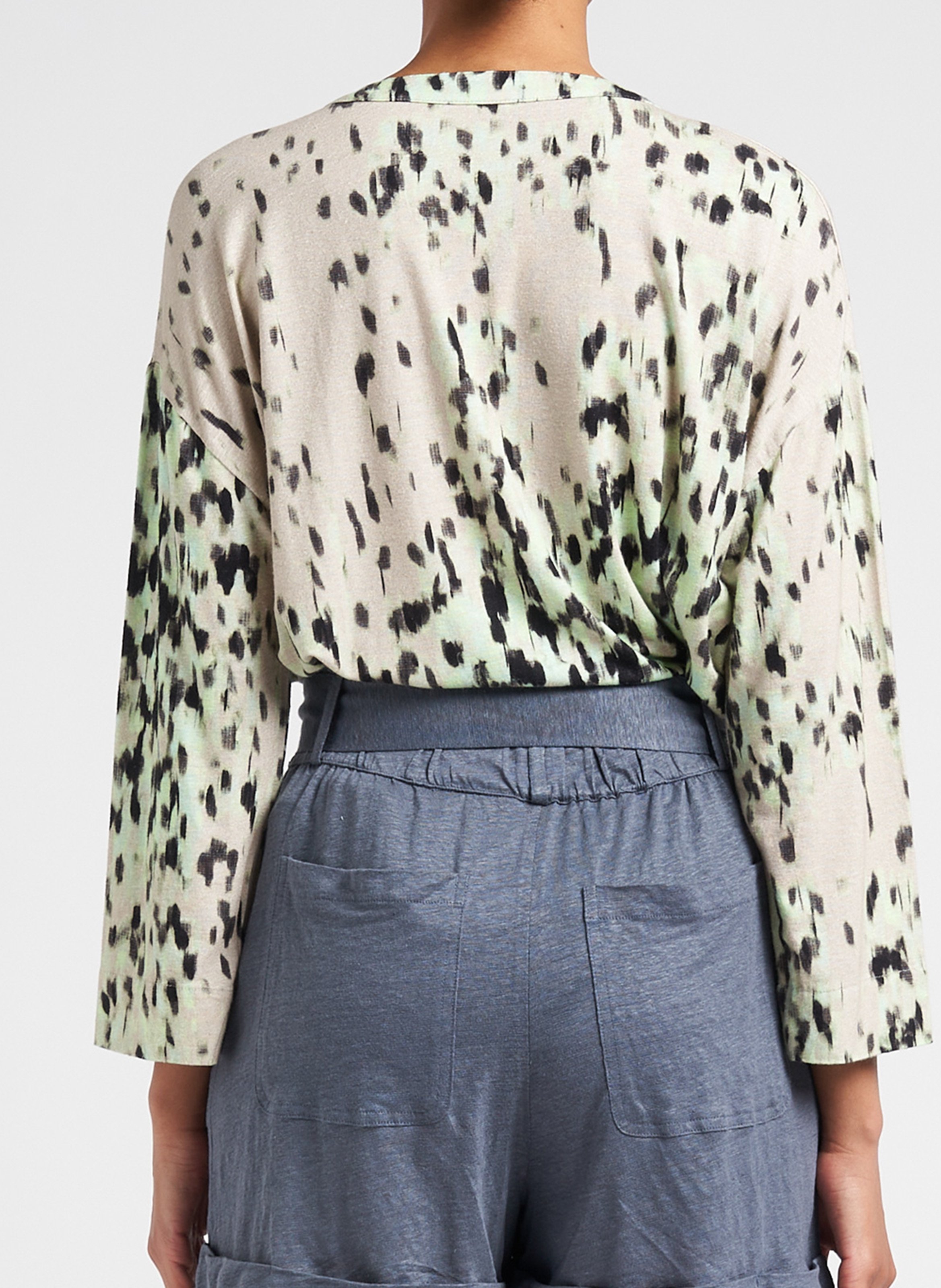 Blouse imprimée en viscose et lin stretch  MAJESTIC FILATURES Blanc