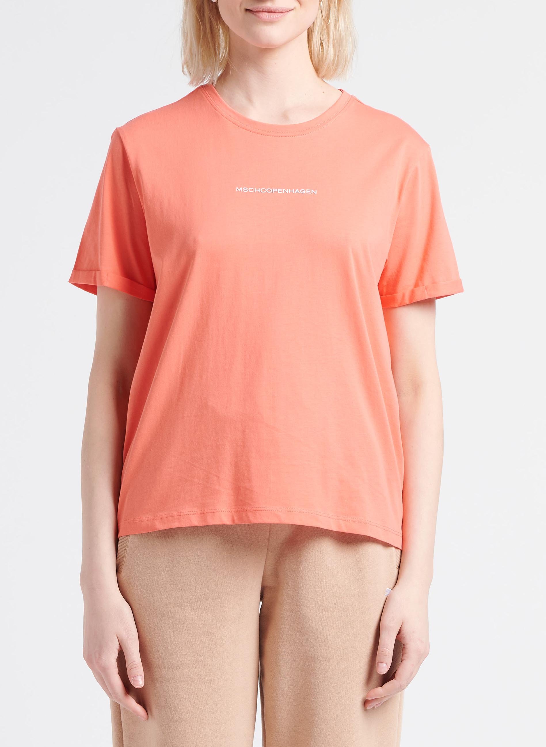 Rundhals-T-Shirt aus Bio-Baumwolle MOSS COPENHAGEN Rosa