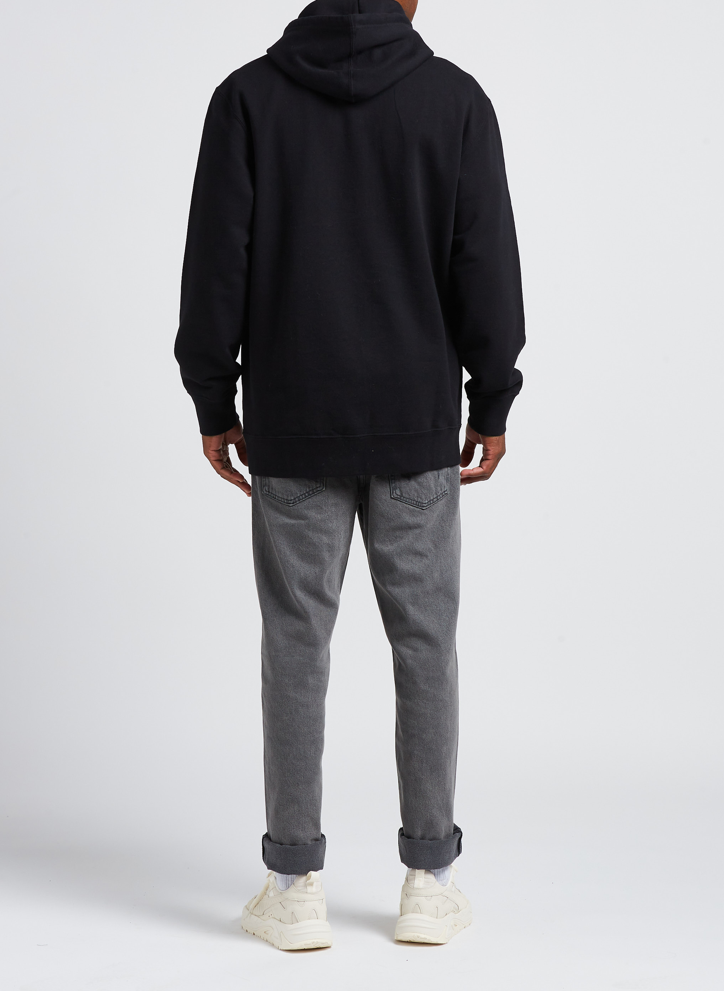 Katoenen sweater met capuchon en print EDWIN Zwart