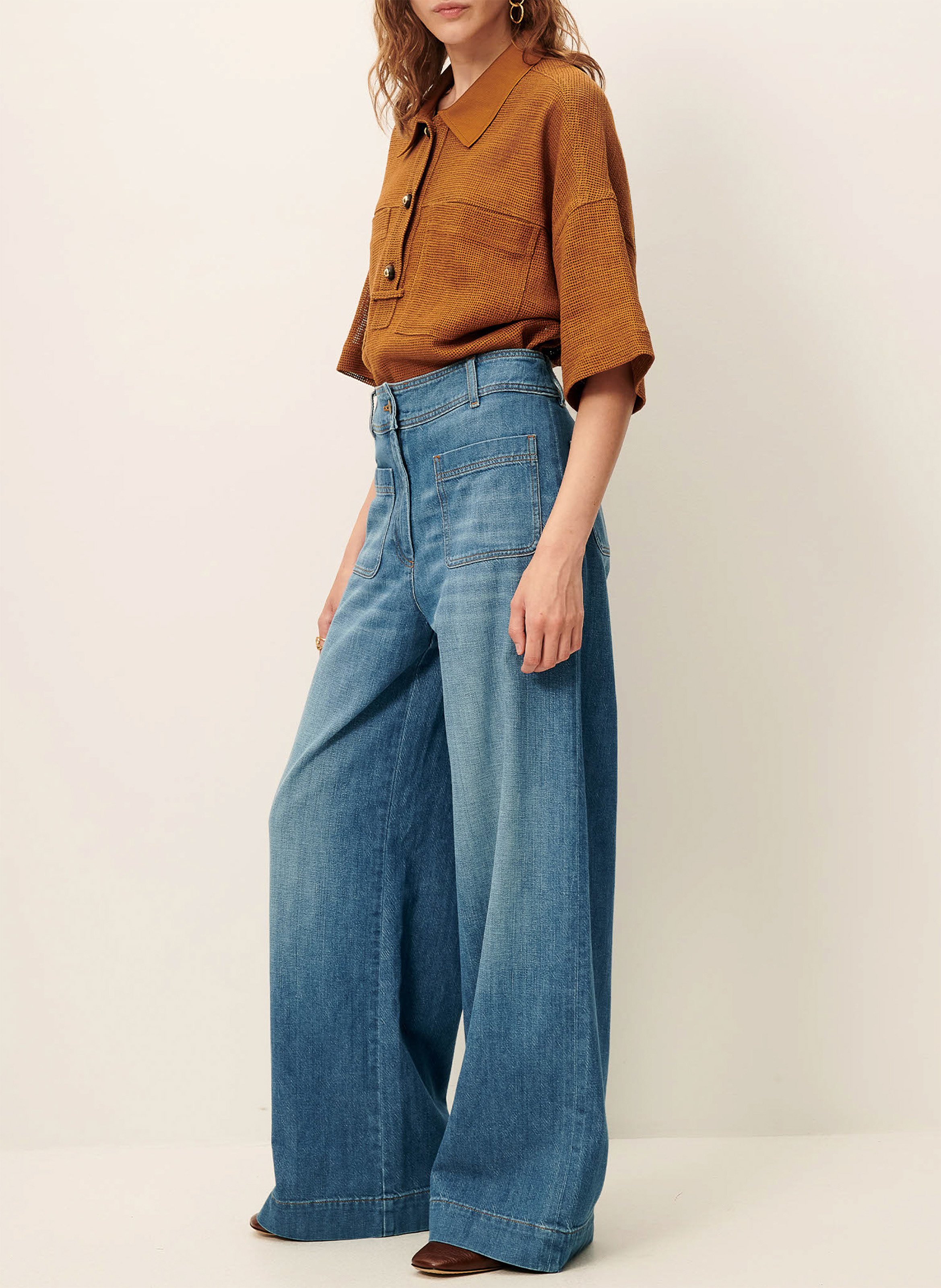 Boot-cut cotton jeans SESSUN Blue