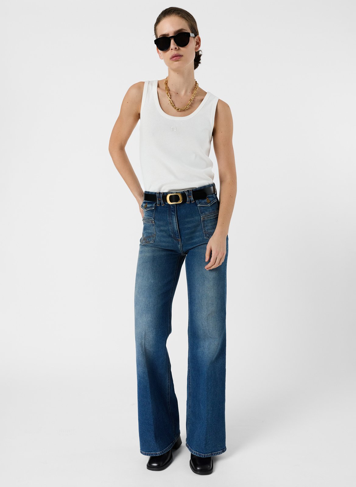 Débardeur droit col rond en coton GERARD DAREL Blanc