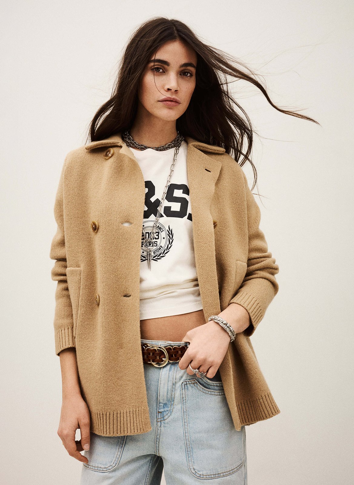 Buttoned wool-blend coat BA&SH Brown