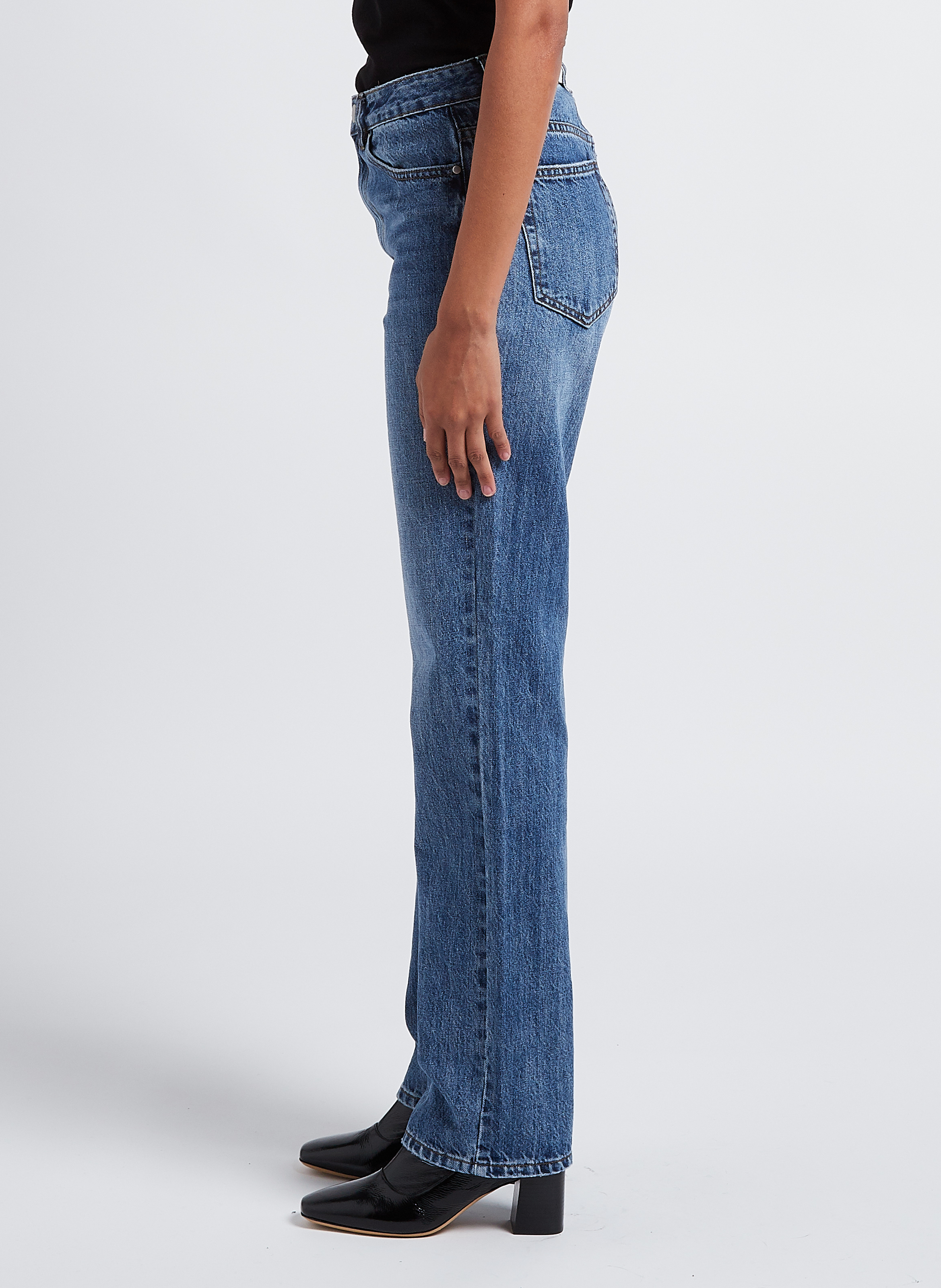 Rechte, katoenen jeans met hoge taille VILA Blauw