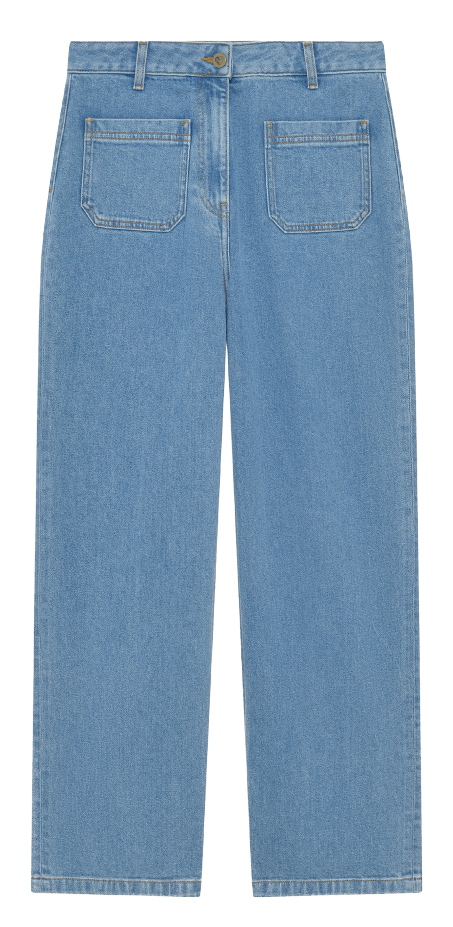 High-rise wide-leg cotton-blend jeans PABLO Blue