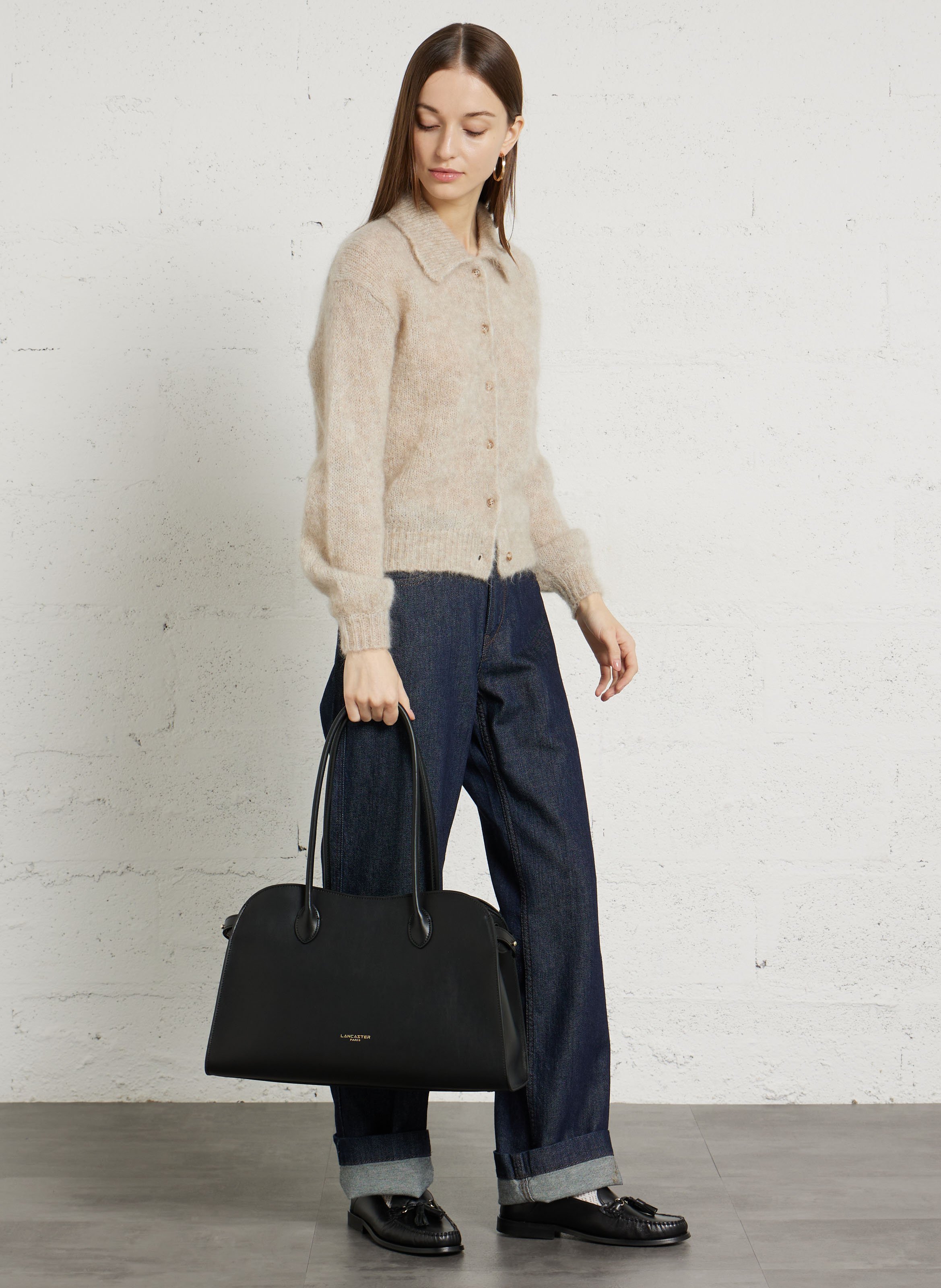 Sac cabas en cuir LANCASTER PARIS Noir