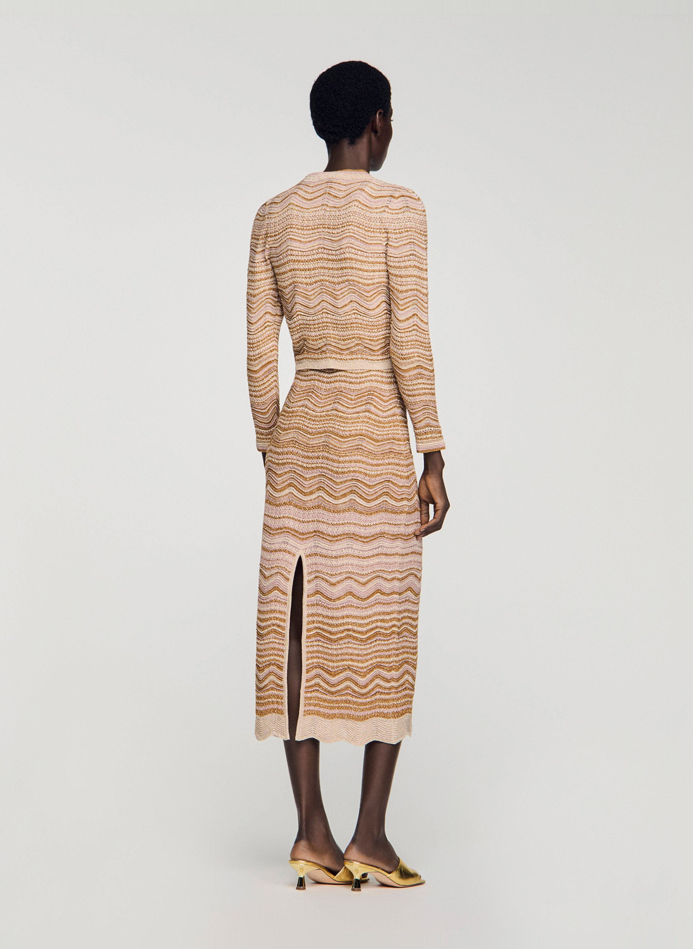 Gilet moulant col rond SANDRO Marron