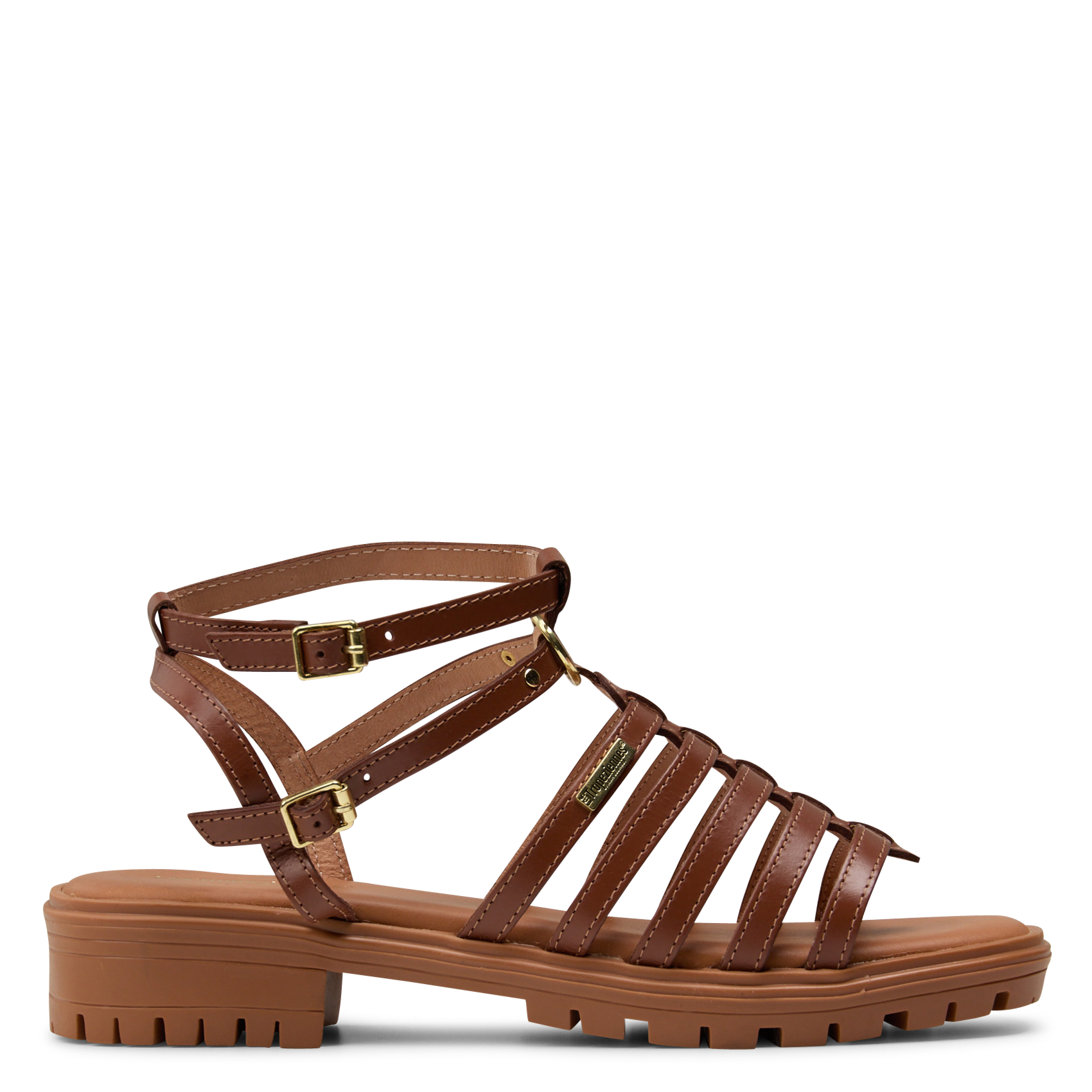 Sandales plates à lanières en cuir LES TROPEZIENNES PAR M.BELARBI Marron