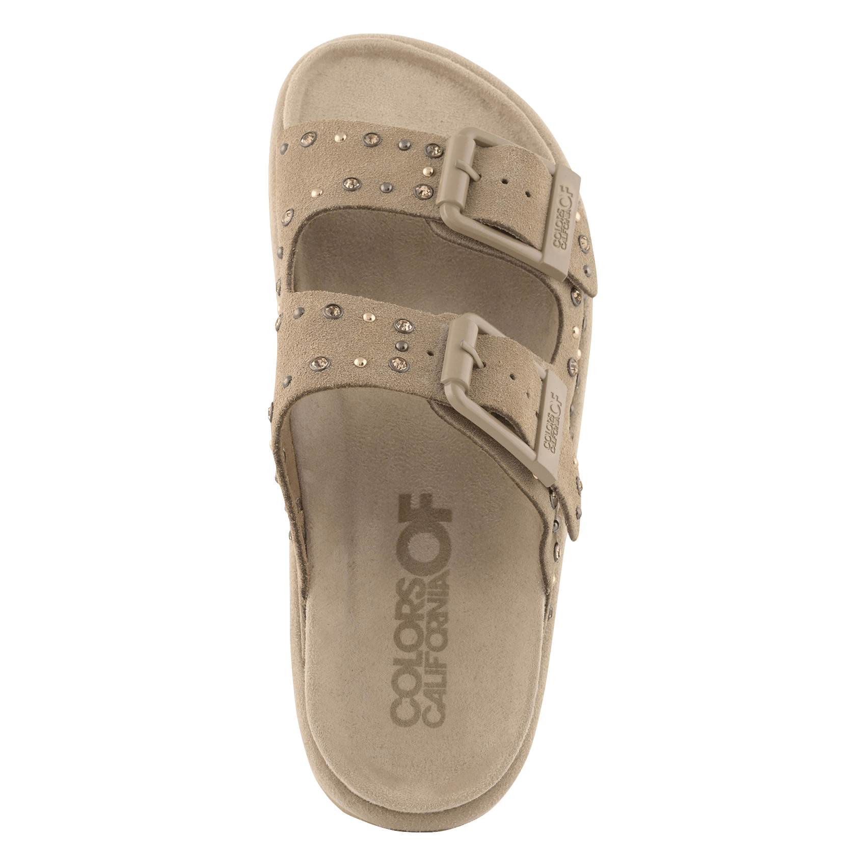 Sandales plates en cuir velours COLORS OF CALIFORNIA Beige