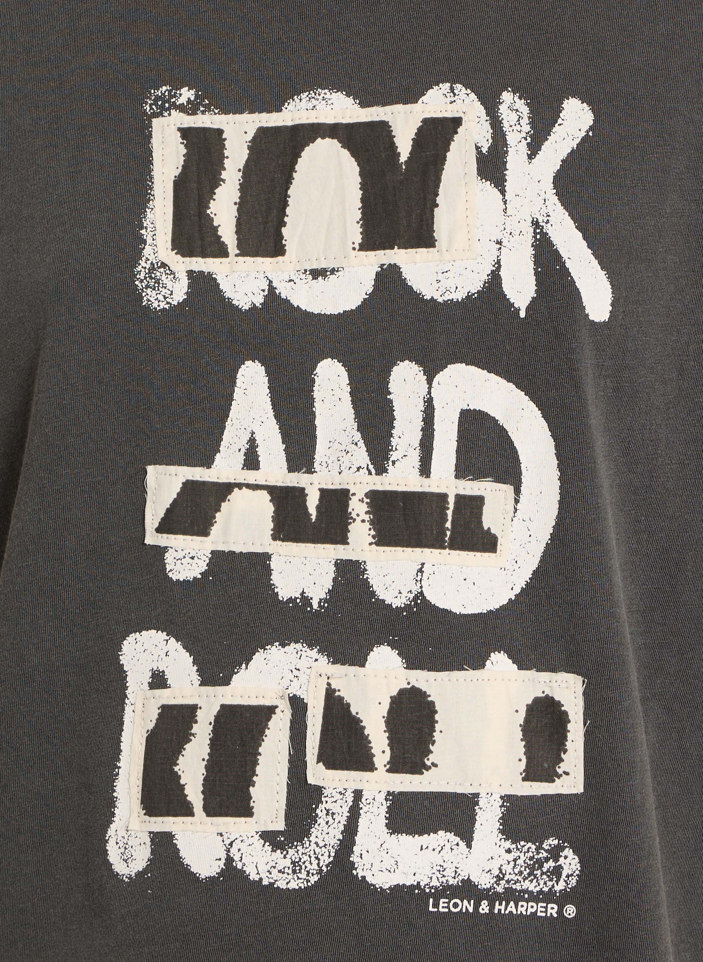 Tee-shirt droit col rond en coton bio LEON & HARPER Gris