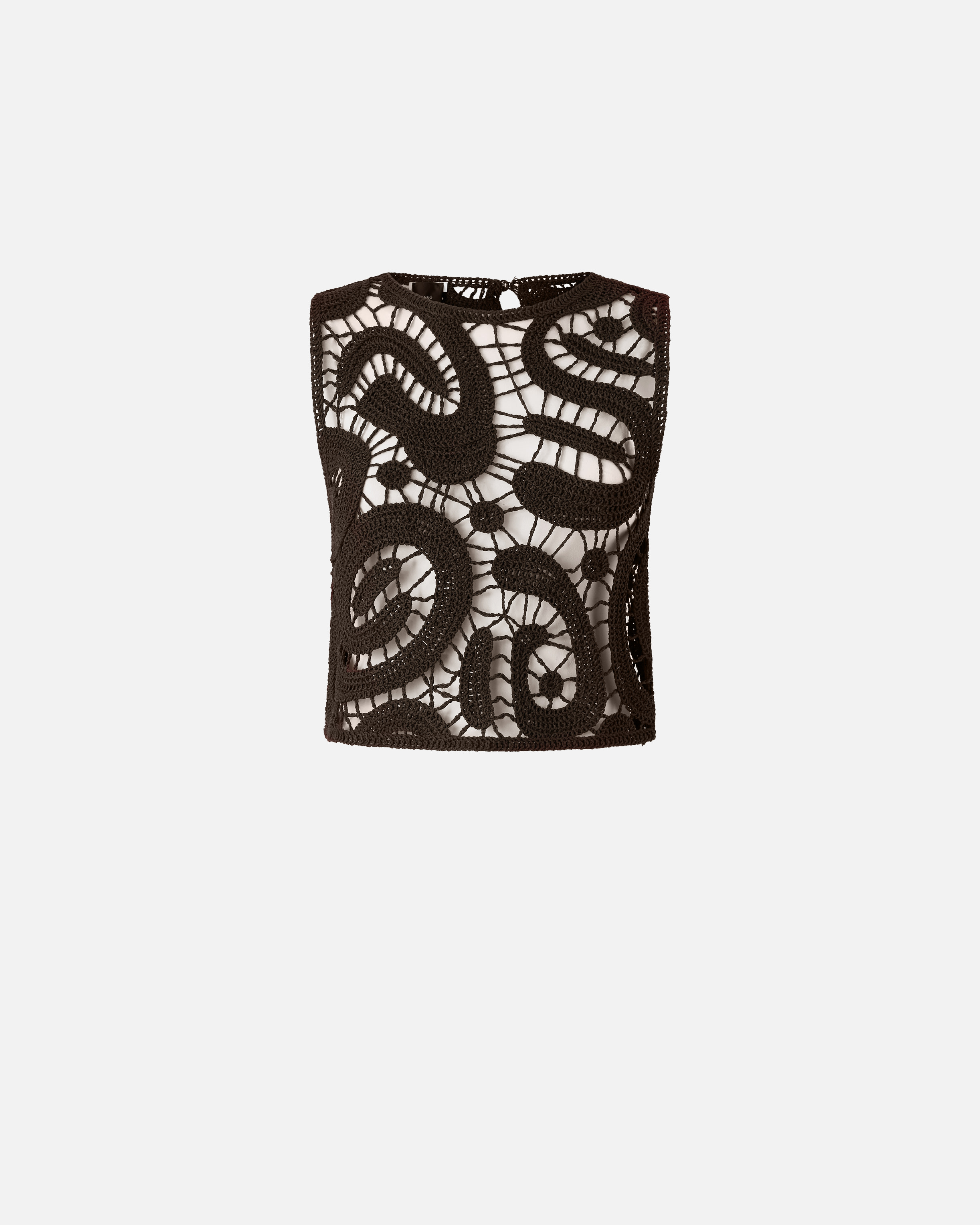 Top sans manches en crochet à motif géométrique PINKO Marron