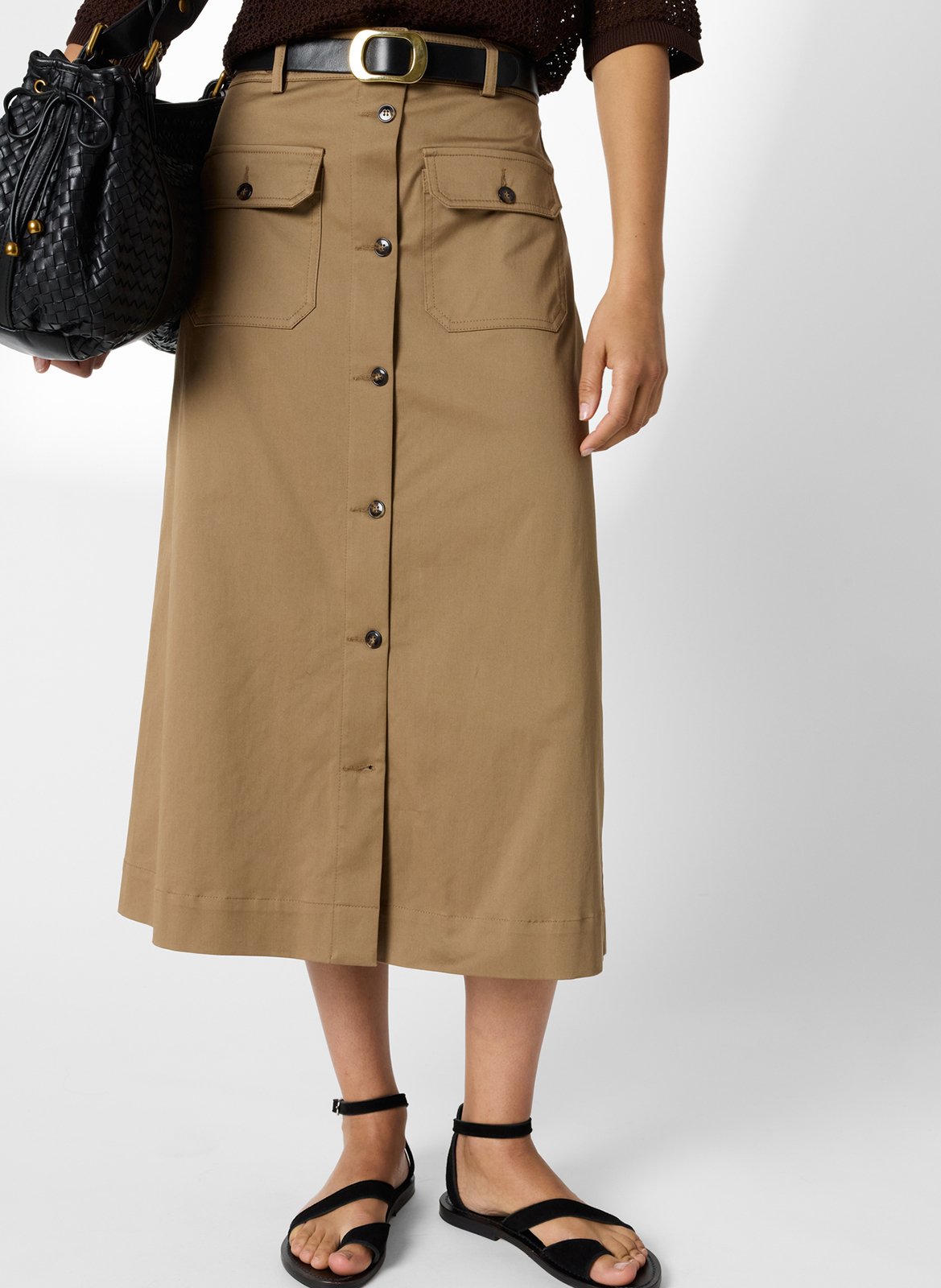 Langer einfarbiger Knopfrock GERARD DAREL Braun