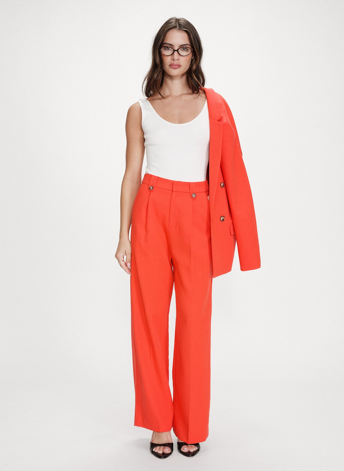 Straight tailored trousers in plain color GRACE ET MILA Red