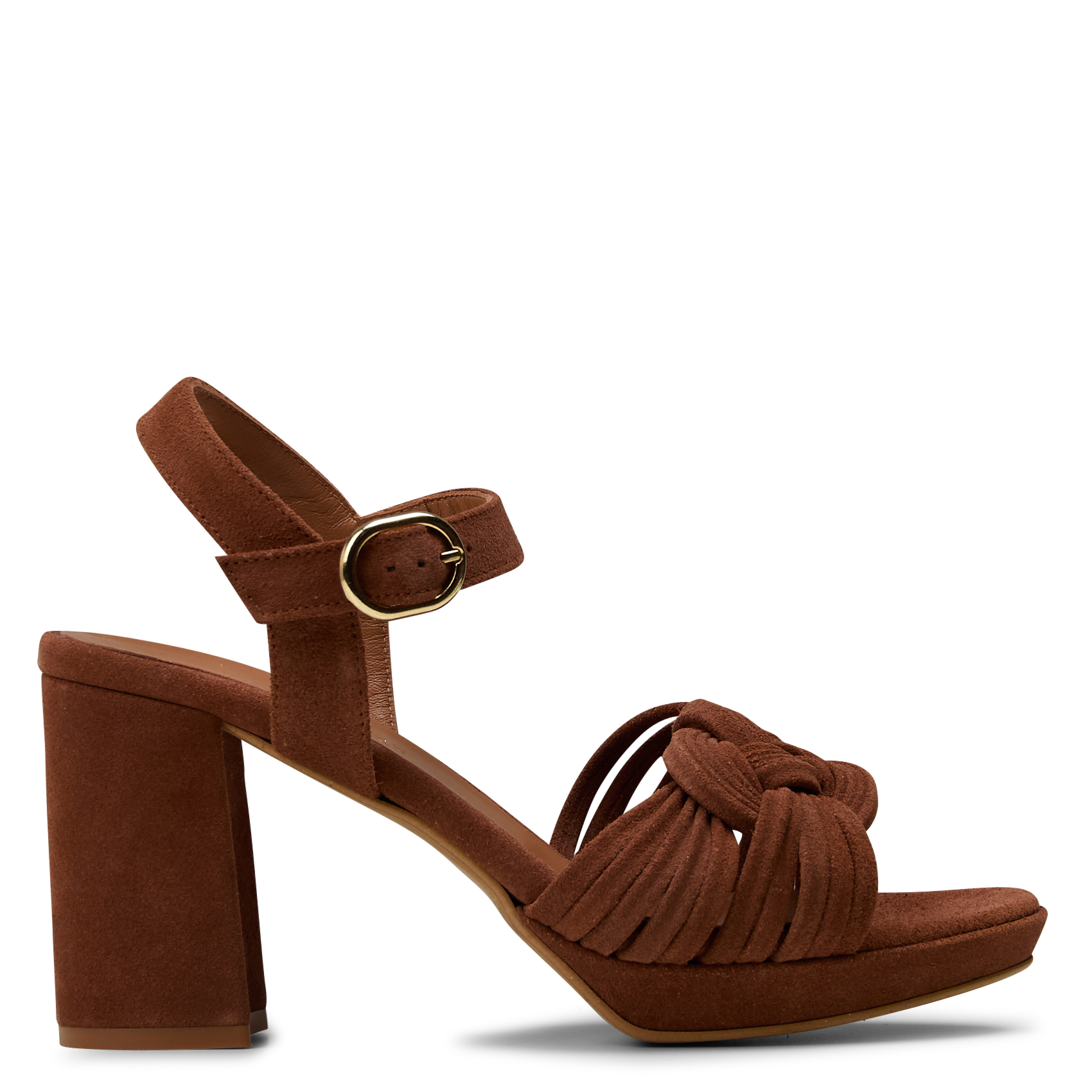 Sandales à talons en cuir velours MAISON 123 Rouge