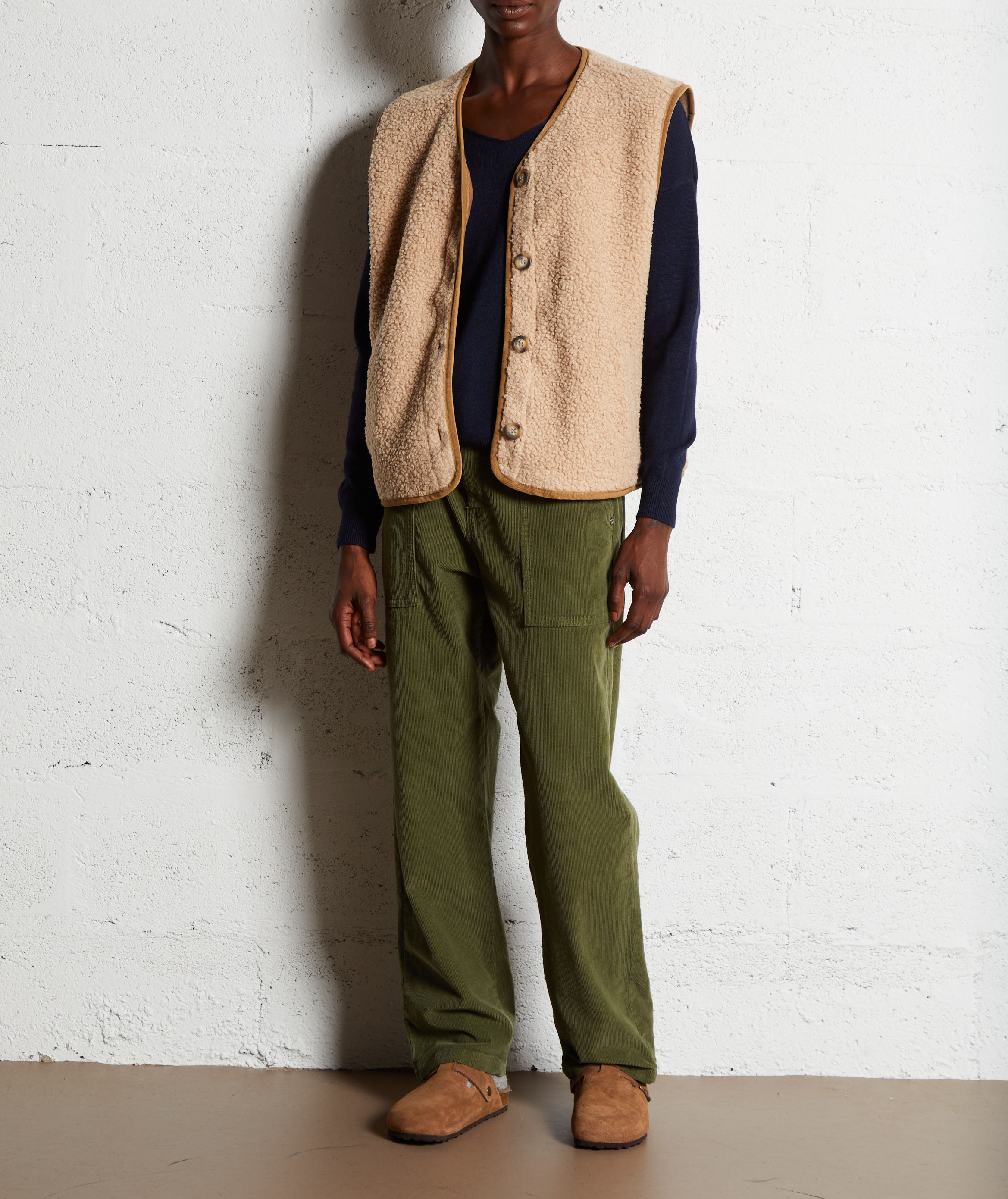 High-waisted straight cotton-blend pants PLEASE White