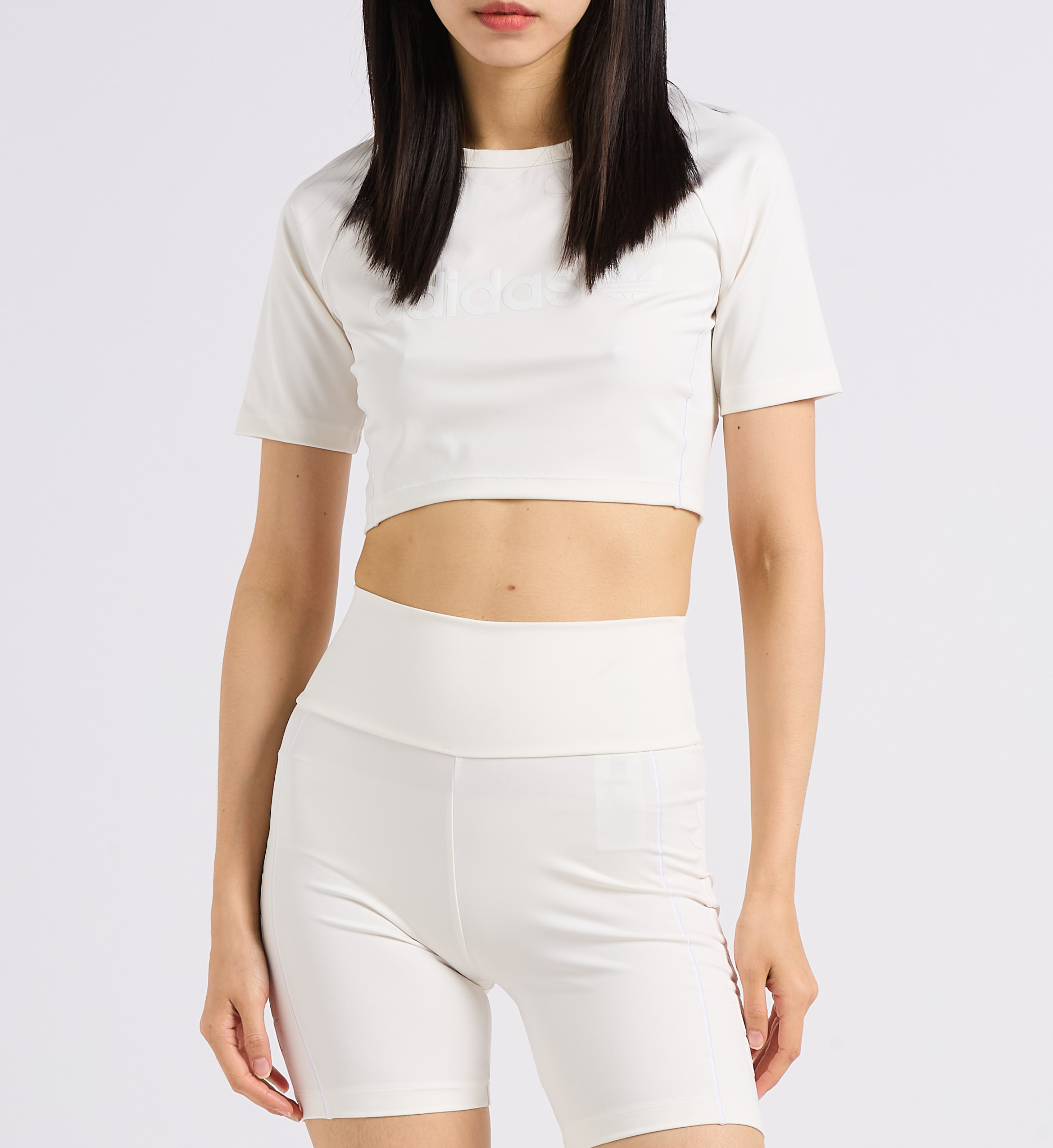 Short-sleeved screen-printed crop top ADIDAS White