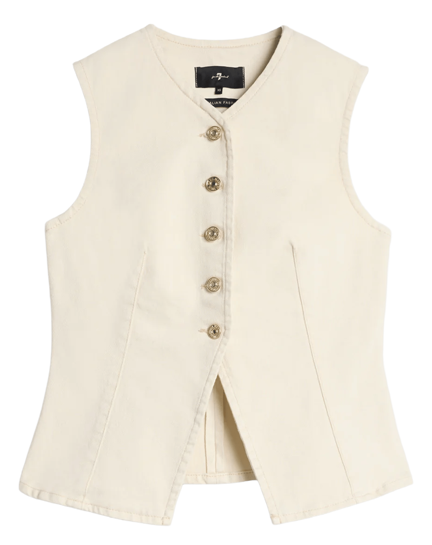 Top boutonné en coton col v 7 FOR ALL MANKIND White