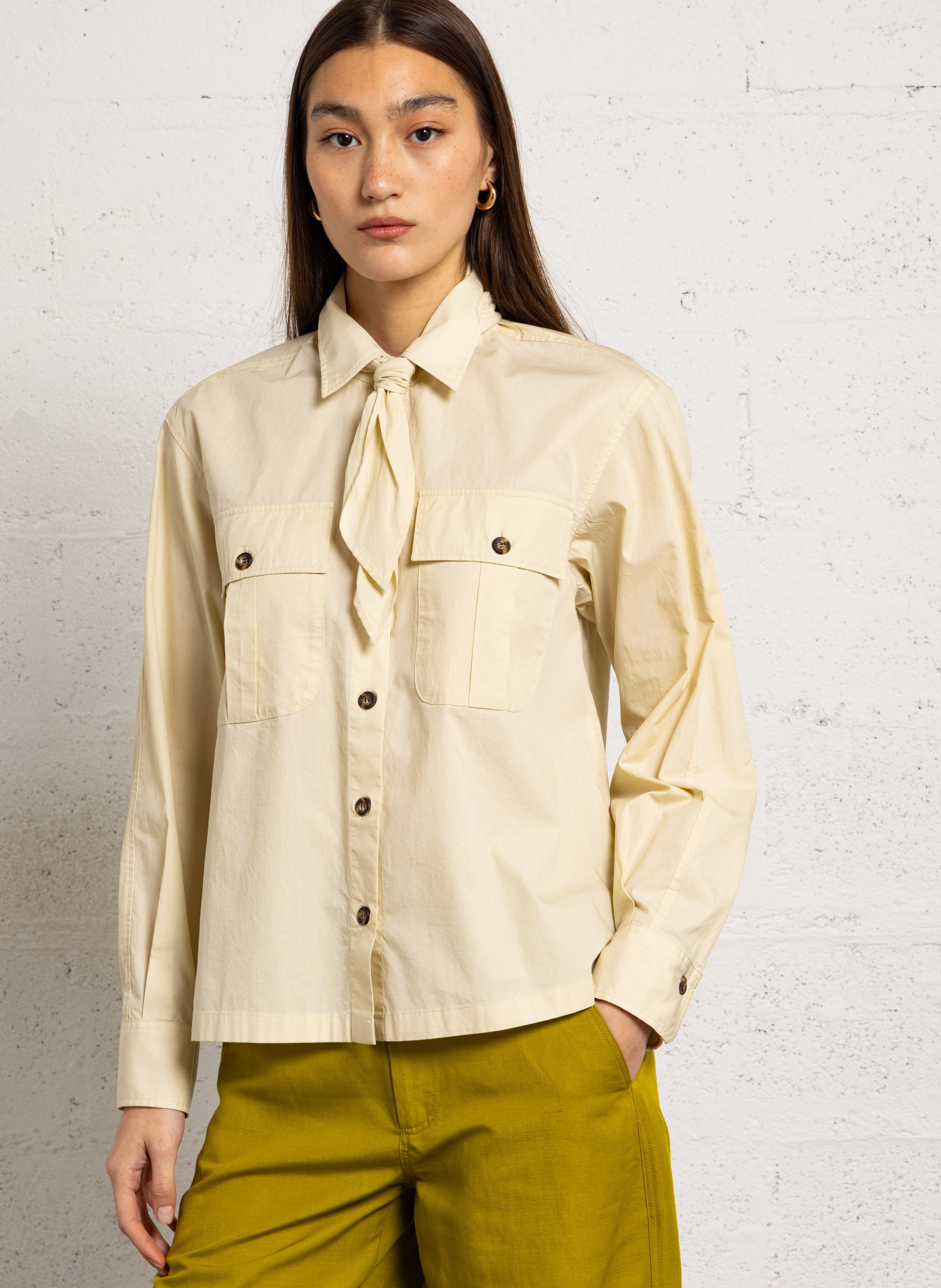 Chemise droite col classique en coton DIEGA Beige