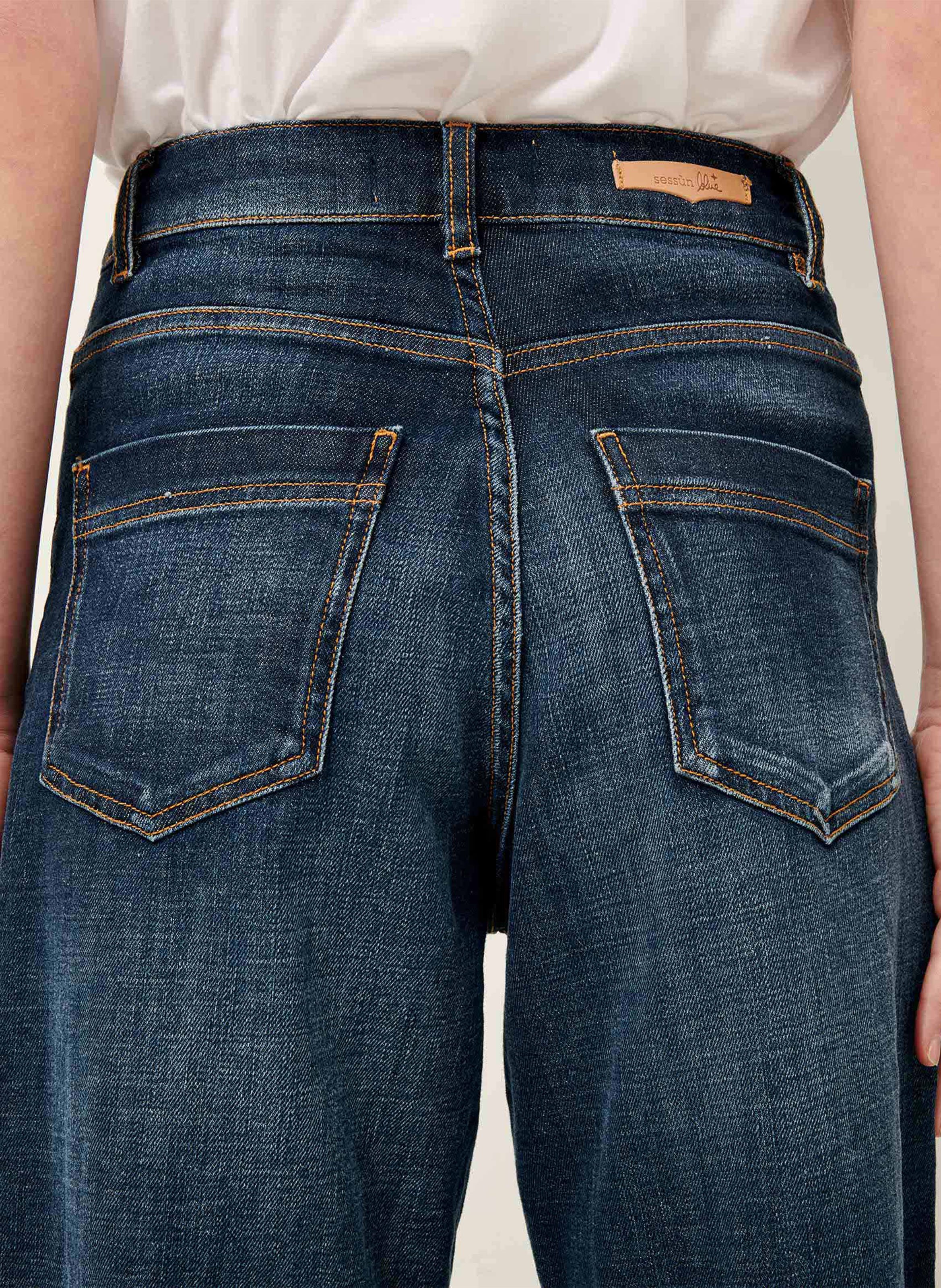 Jean droit taille haute délavé SESSUN Bleu