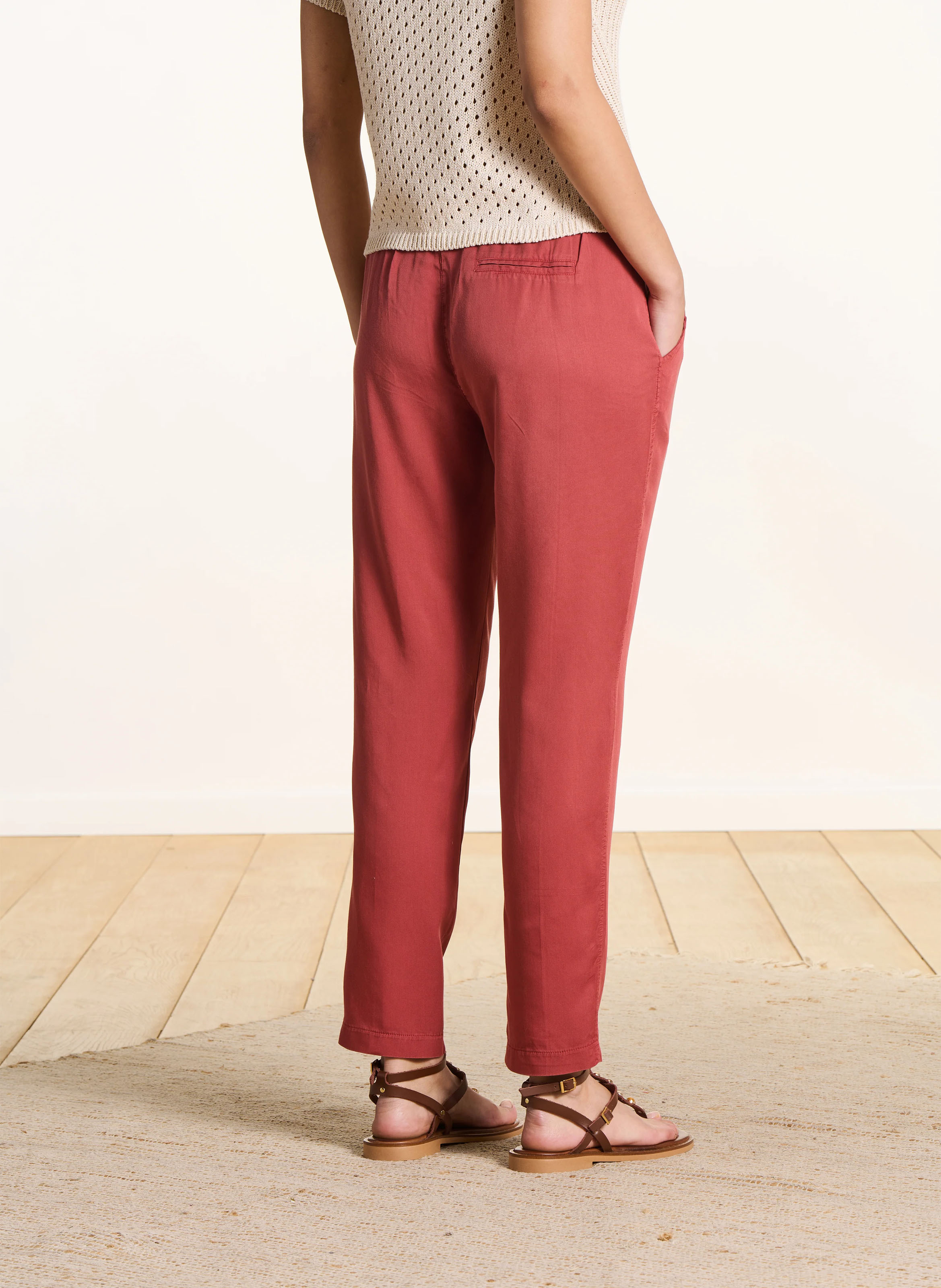 Pantalon droit 7/8ème LA FEE MARABOUTEE Rouge
