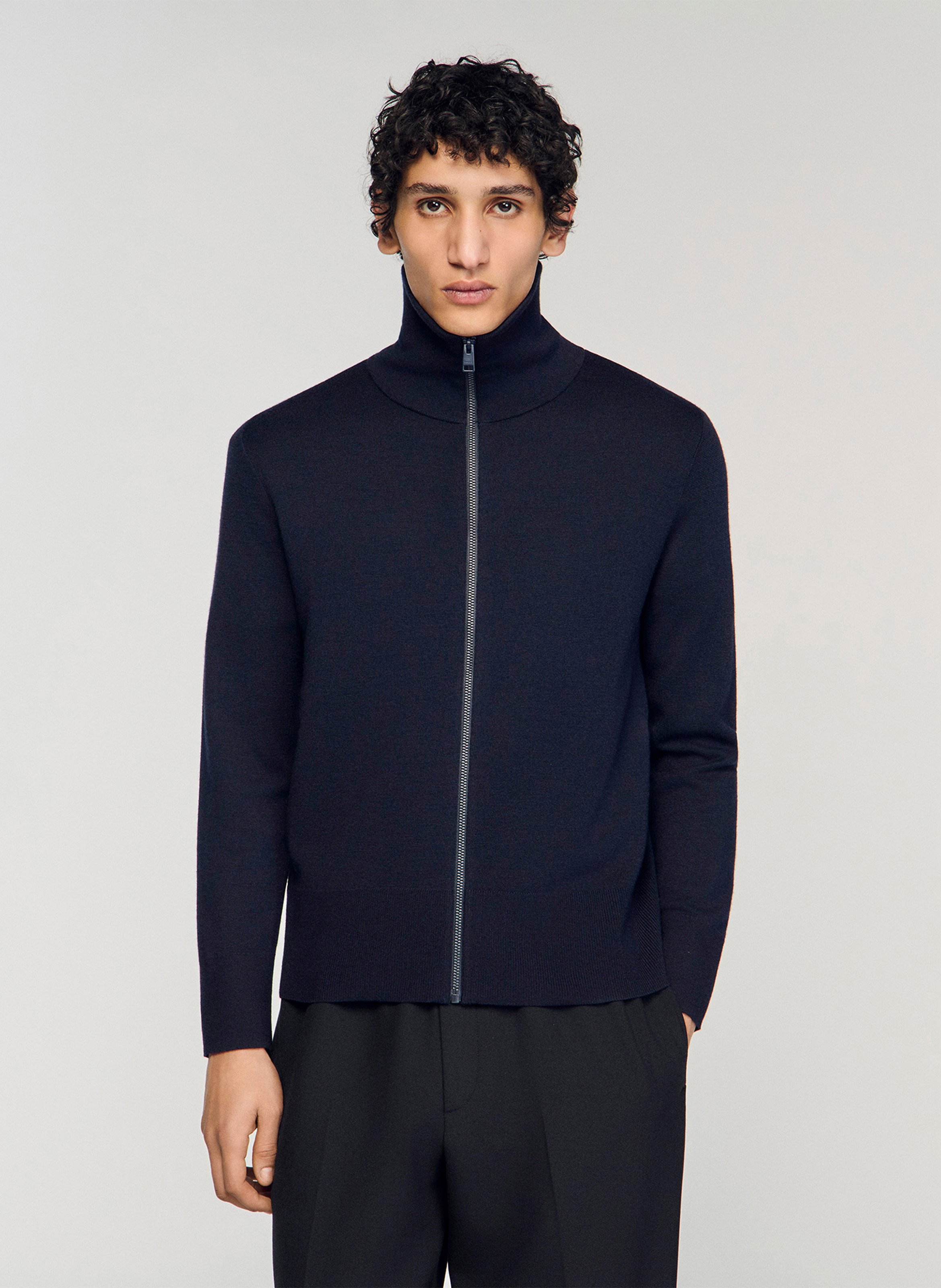 Gilet zippé en laine mélangée SANDRO