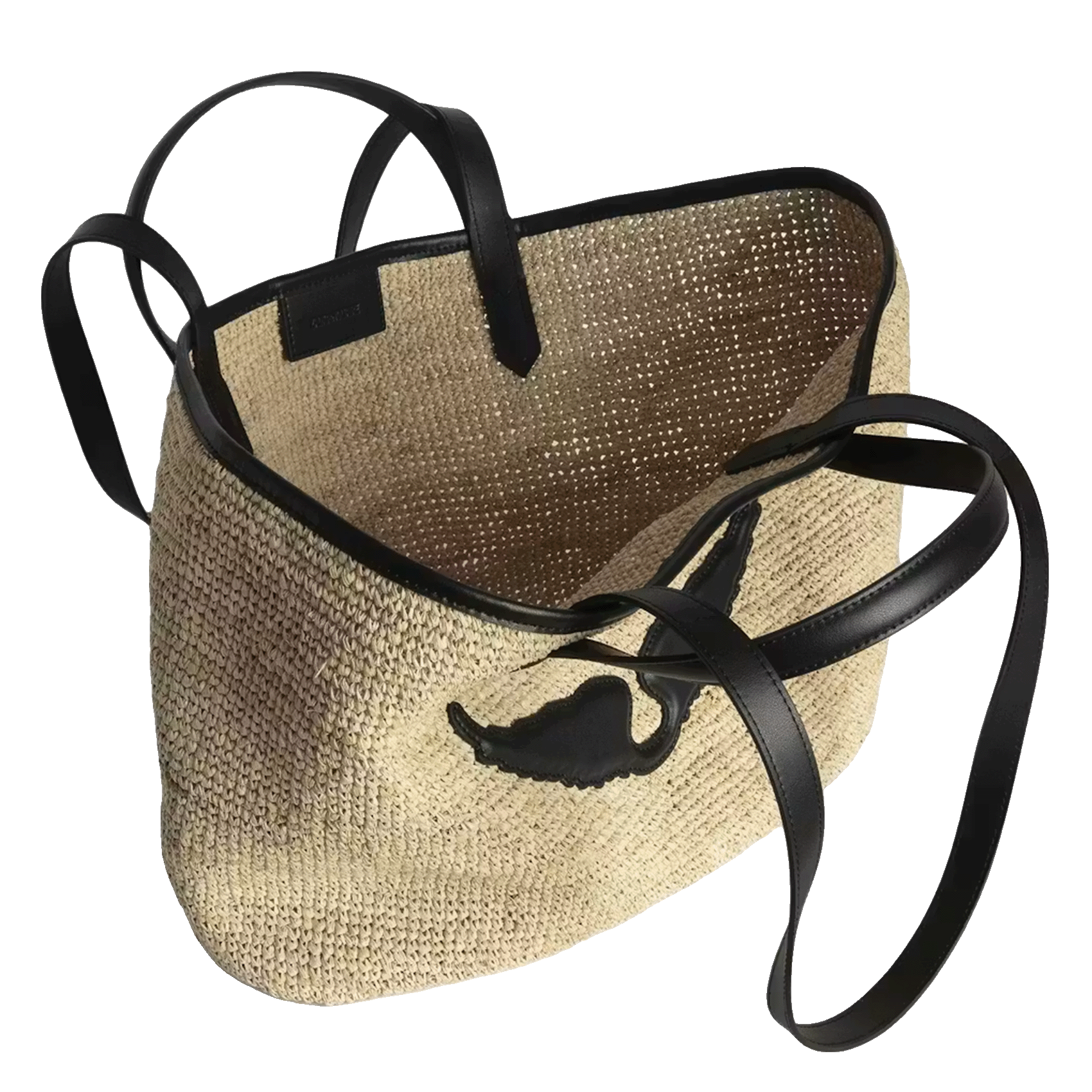 Boodschappenmand van raffia ZADIG&VOLTAIRE Zwart