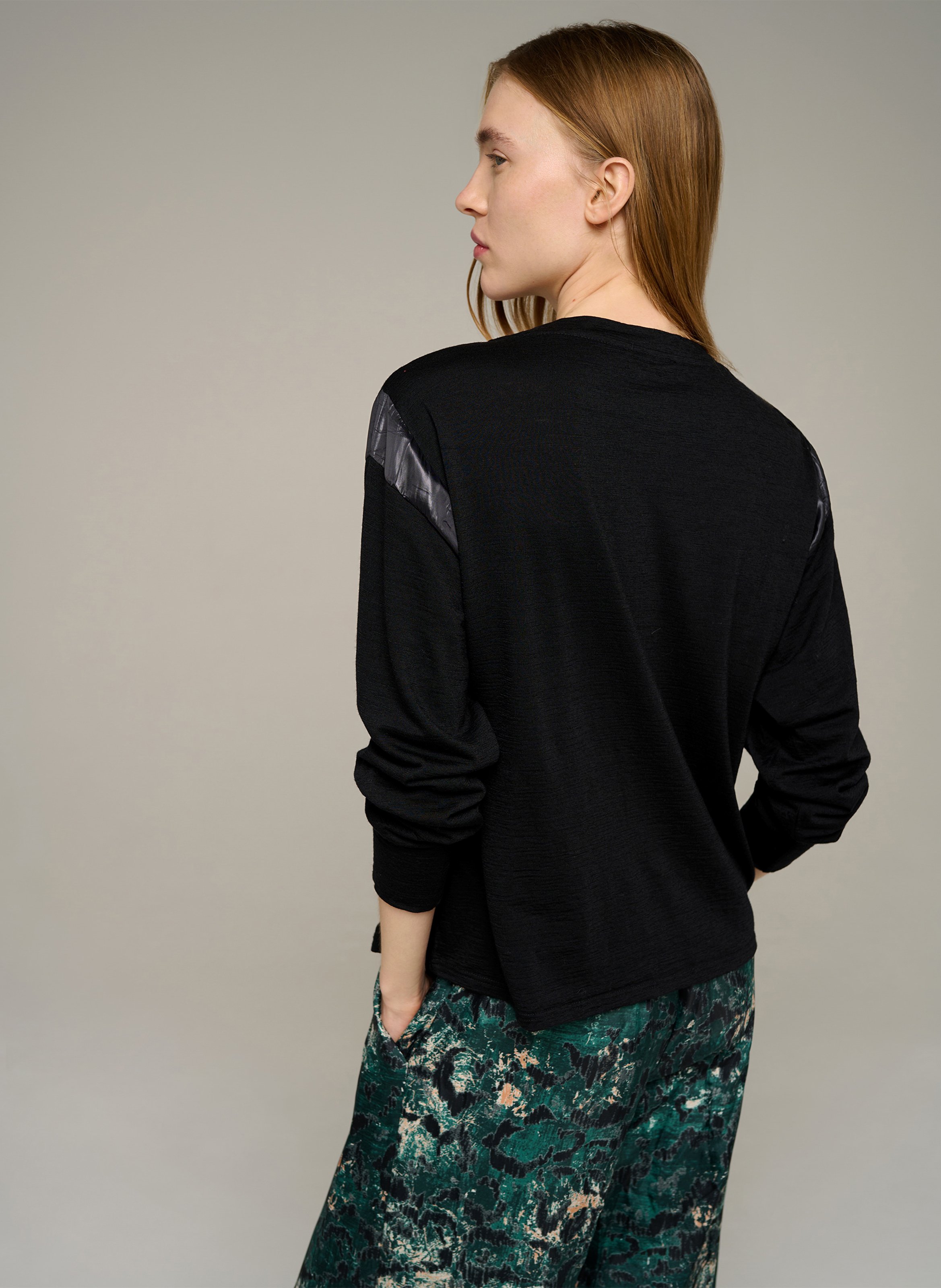 Weites Langarm-T-Shirt aus Wolle COTELAC Schwarz