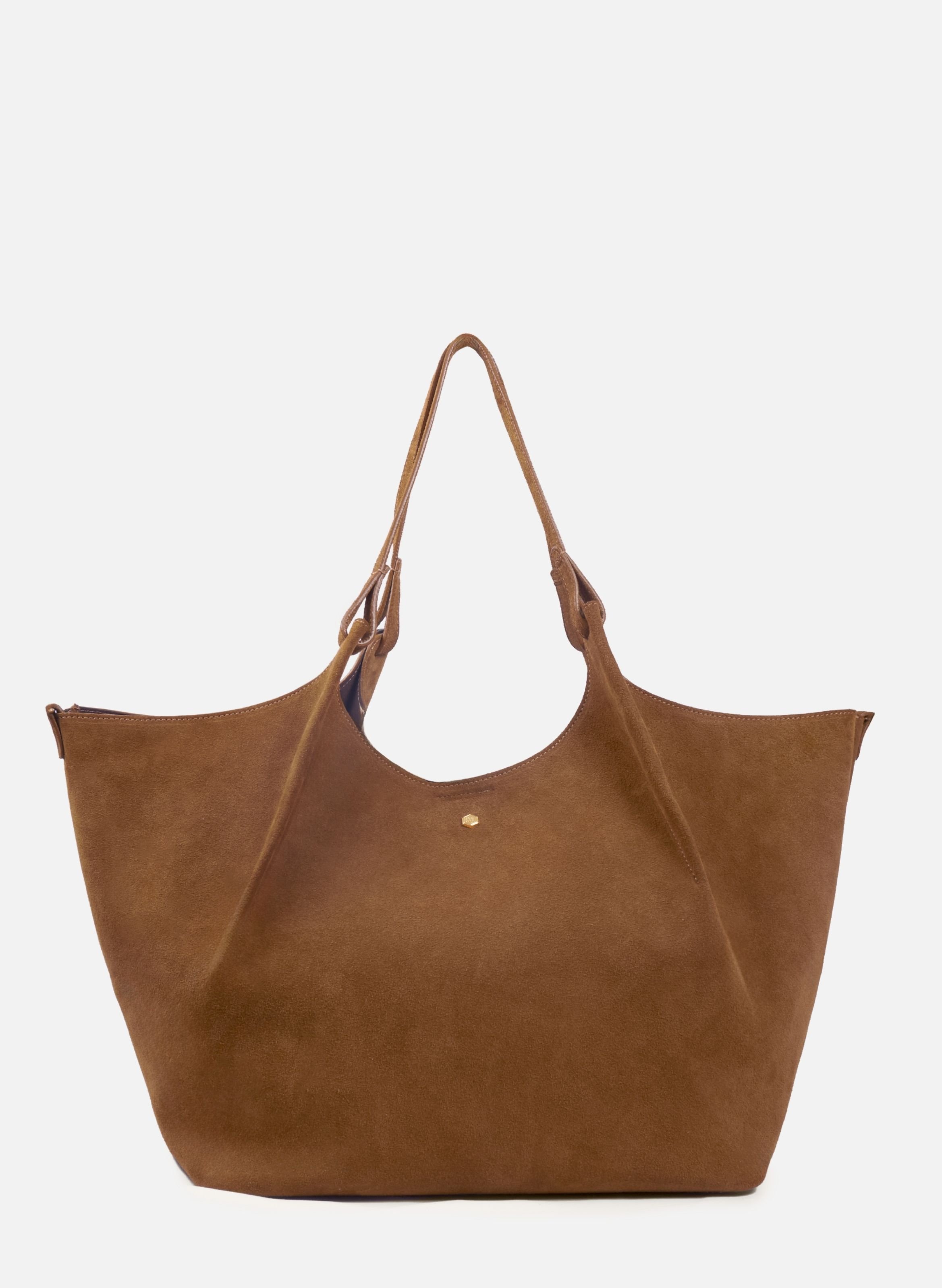 Sybil Tote Bag in Leather and Suede JULES & JENN Brown